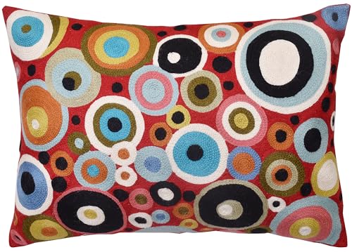 Red Polka Dots Lumbar Pillow Cover