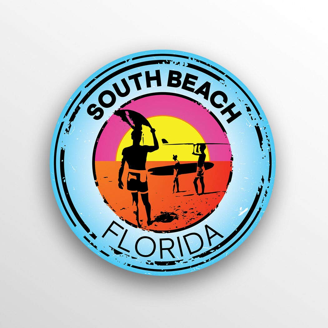 Waterproof Magnetic Car Decal Sticker - South Beach Florida Swim Boat Kayak Water Ski Surf Travel Vinyl Bumper Sticker 5