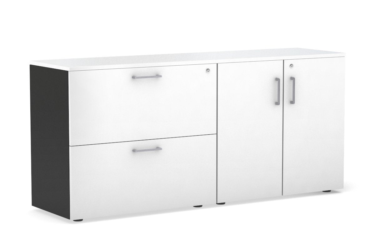 2-Drawer Lateral File Cabinet with 2-Door Storage Cupboard - Office Organization & Document Storage Solution for Home & Business Workspaces