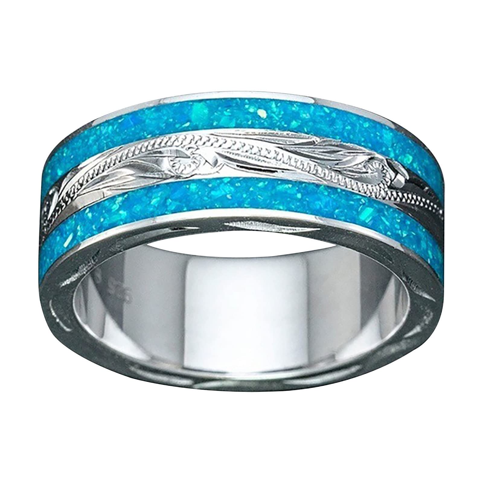 Men's Spinner Ring for Anxiety Relief - Trendy Engagement & Wedding Band Jewelry for Men & Women, Size 6-10 (Silver, 6) - Perfect for Stress Relief, Focus & Everyday Wear