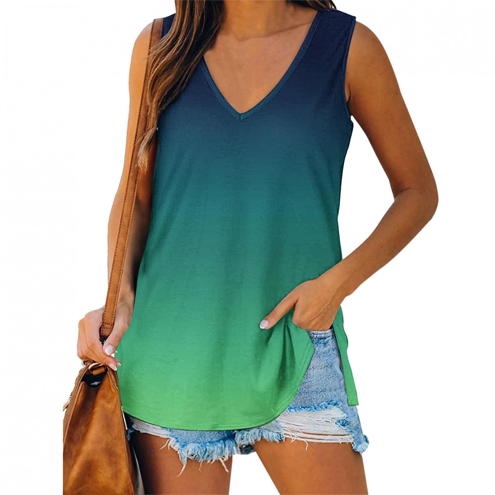 Women's Loose Fit Ribbed Tank Top - Sexy Scoop Neck Sleeveless Summer Tunic for Casual Wear & Workout | Perfect for Yoga, Beach & Everyday Outfits
