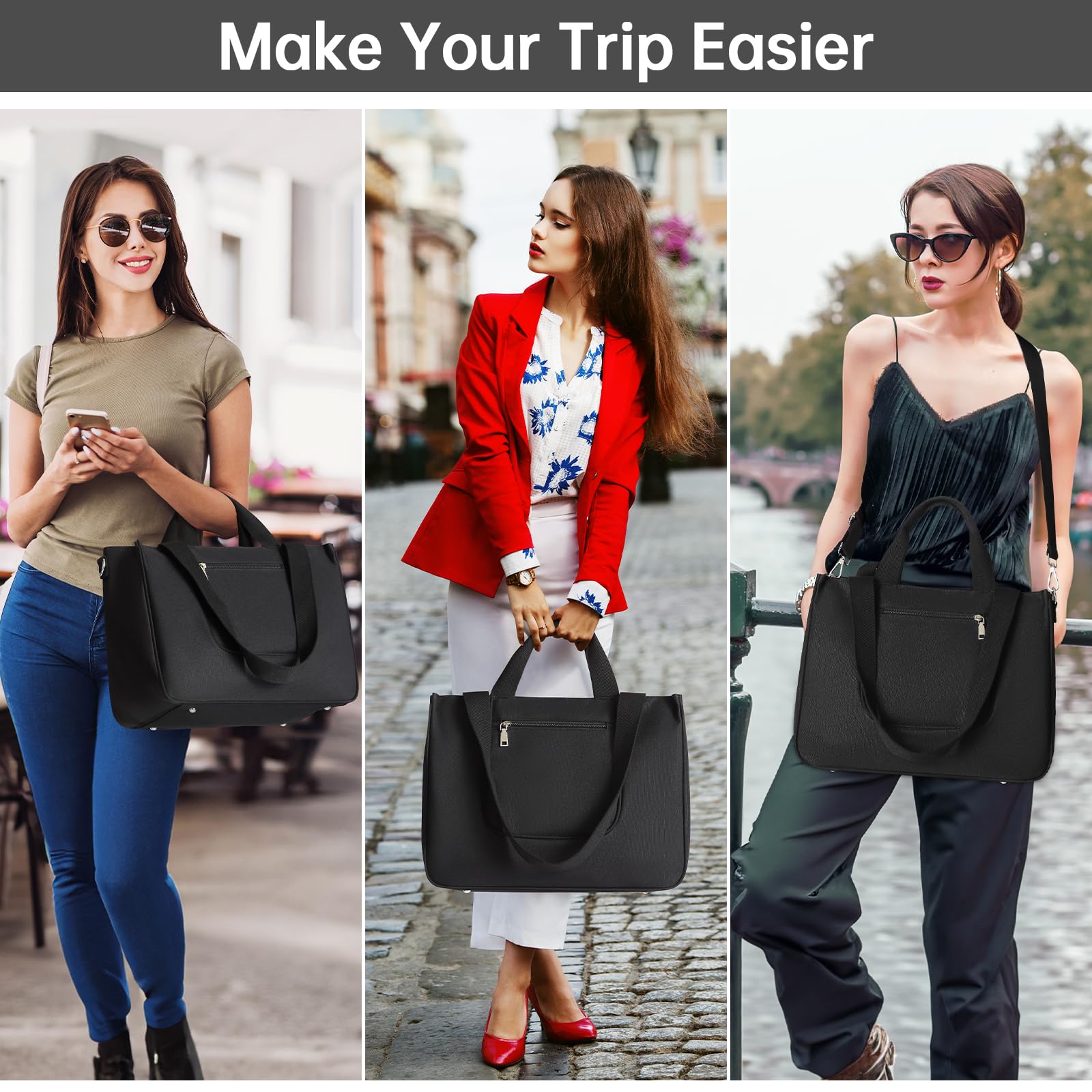 Stylish Canvas Tote Bag for Women with Laptop Compartment - Crossbody Purse with Multiple Pockets for Work, Travel, Beach & Gym - Perfect for Office Commute, Weekend Getaways & Fitness Activities