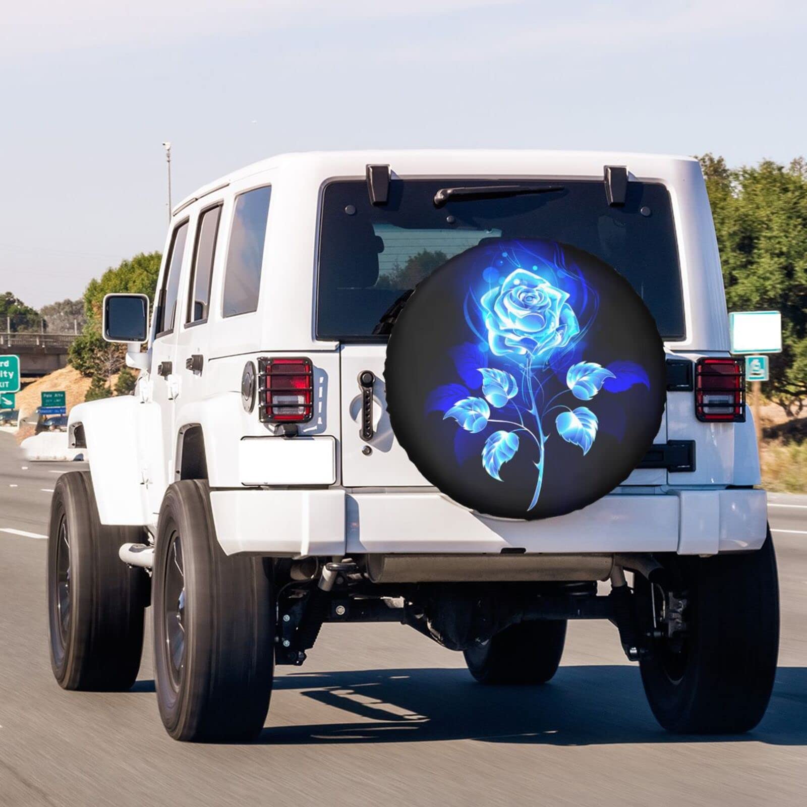 Blue Rose Spare Tire Cover - 16 Inch Dust-Proof Wheel Protector for Trailers, RVs, SUVs & Vehicles | Perfect for Outdoor Travel & Road Trips