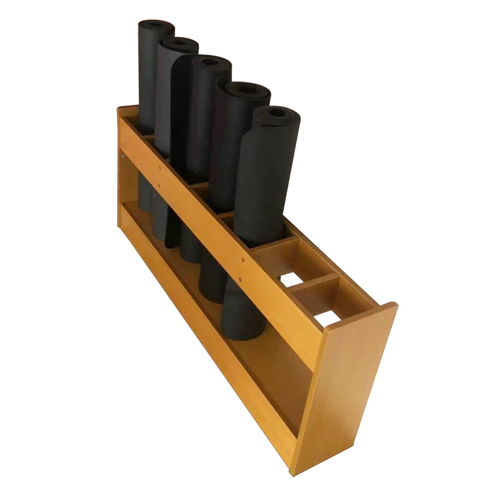 ERLAN 7 Compartment Wooden Yoga Mat Storage Cabinet - Foam Roller, Carpet & Exercise Mat Organizer for Kindergarten, Home Gym, or Studio (7-Section Kids Resting Mat Box) - Perfect for Daycare, Preschool & Yoga Class Organization