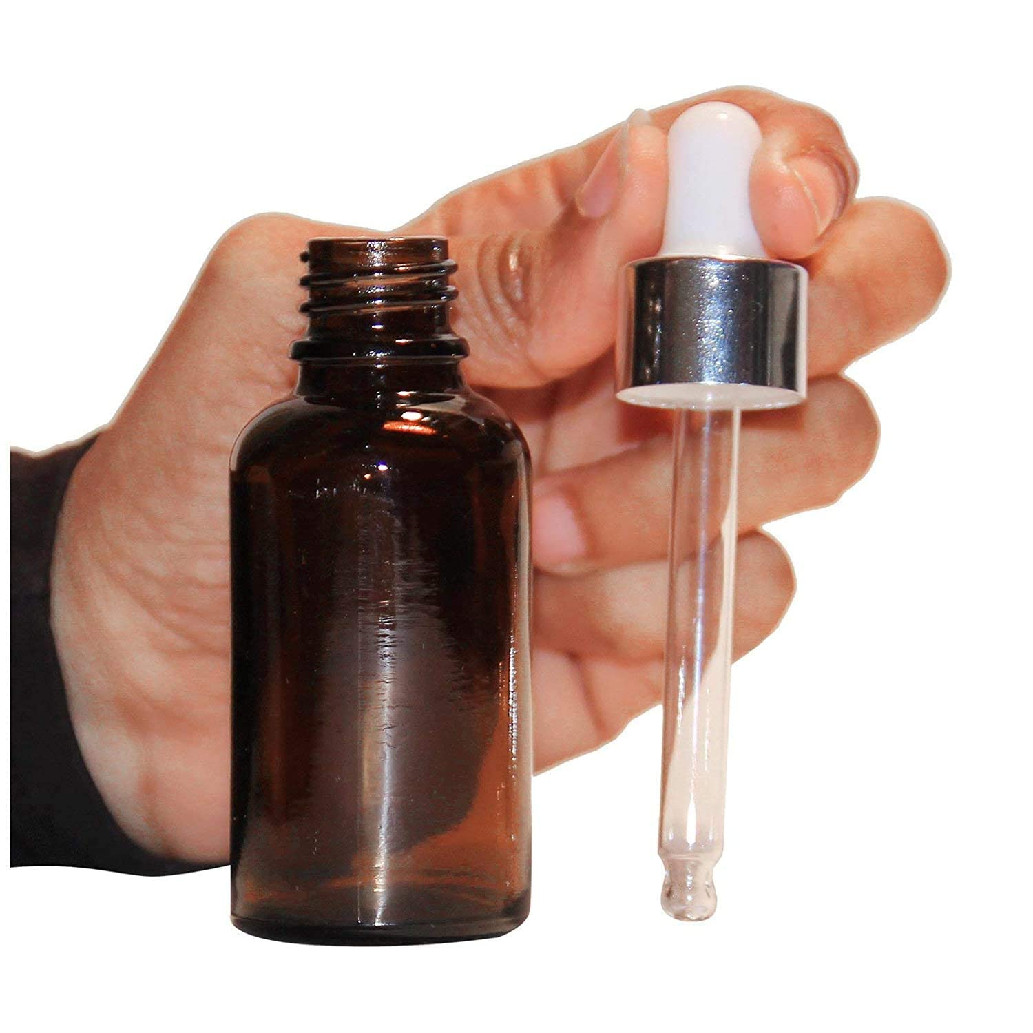 2-Pack 30ml Amber Glass Dropper Bottles - Refillable Essential Oil Bottles for Serums, Face Oil, Beauty Oil & Aromatherapy | Leak-Proof Travel Size for DIY Skincare & Home Fragrance