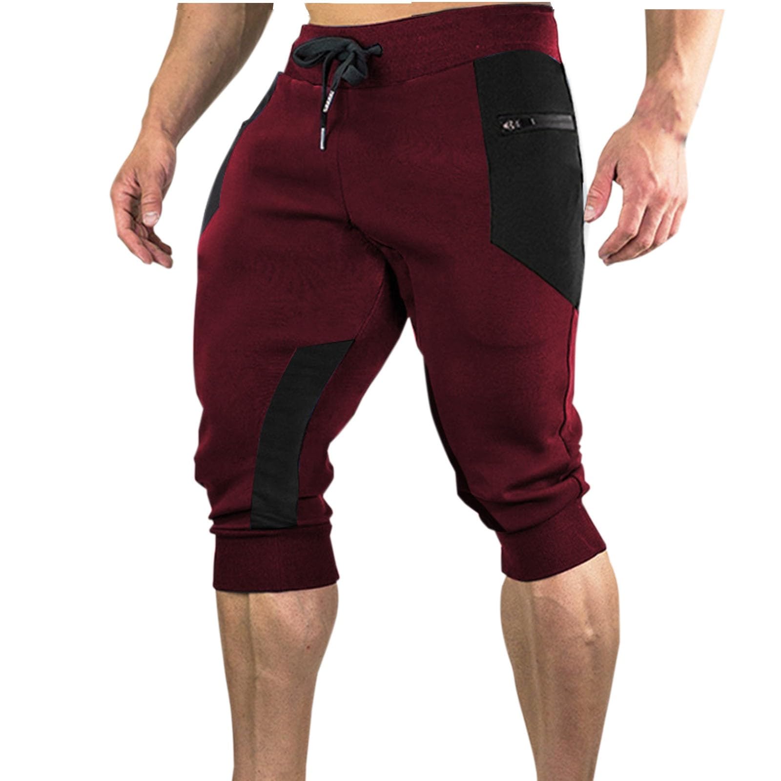 **Men's High Waist 3/4 Joggers Capri Pants - Drawstring Casual Below Knee Workout Shorts for Running, Gym & Training | Lightweight & Breathable for Sports & Lounge Wear**