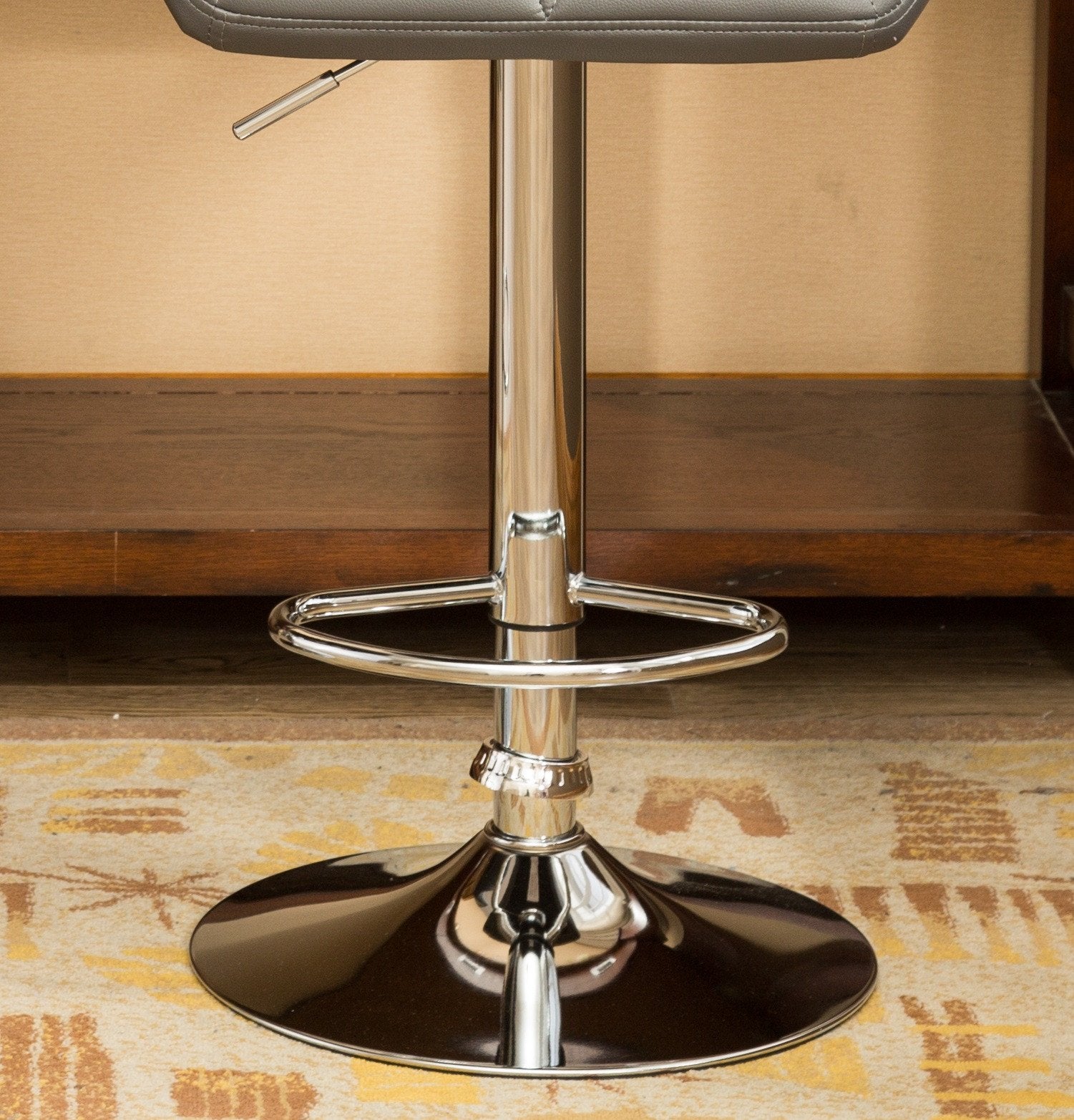 Roundhill Furniture Glasgow Contemporary Tufted Adjustable Height Hydraulic Bar Stools, Grey, Set of 2 - Perfect for Kitchen Islands, Home Bars & Modern Dining Areas