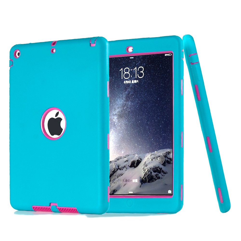 ZERMU 3-in-1 Heavy Duty Shockproof Rugged Case for iPad Air 5th Generation - Silicone + Hard PC Bumper with High-Impact Protection, Full Body Armor Defender (Compatible with iPad 5) | Perfect for Outdoor, Travel & Daily Use