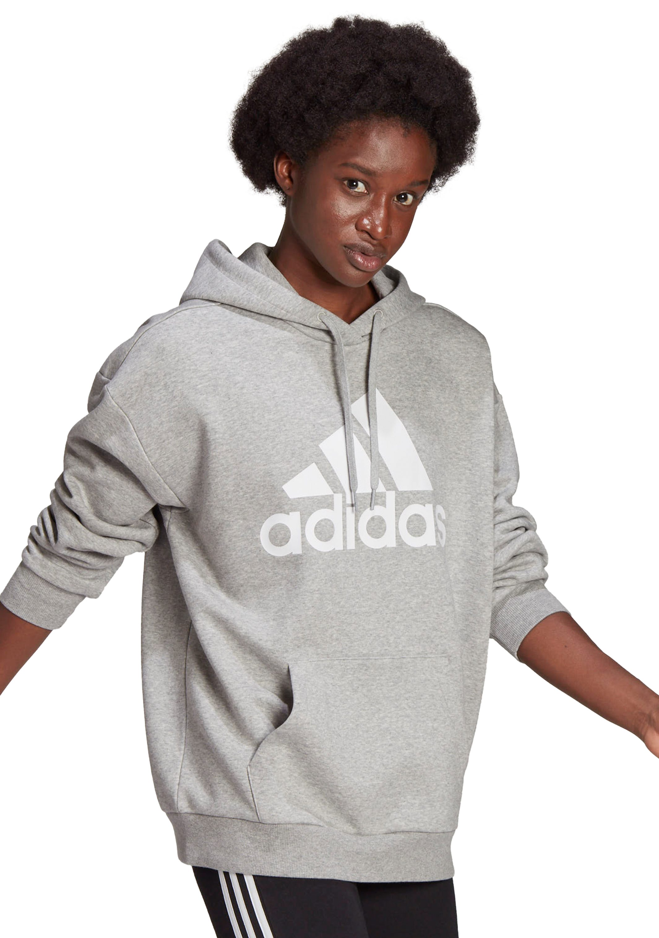 Adidas Women's Essential Boyfriend Logo Hoodie - Soft Fleece Pullover Sweatshirt for Casual Wear & Lounge | Gym, Running, Travel, Streetwear Fashion