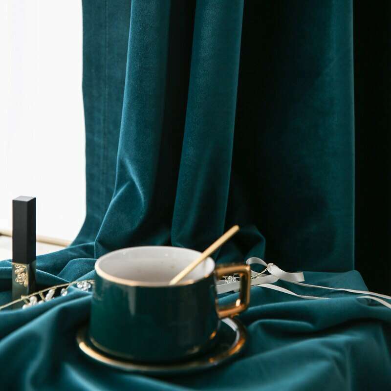 Luxury Blackout Velvet Curtains - Deep Teal Green - Thermal Insulated & Noise Reducing Window Drapes for Bedroom, Living Room & Home Theater