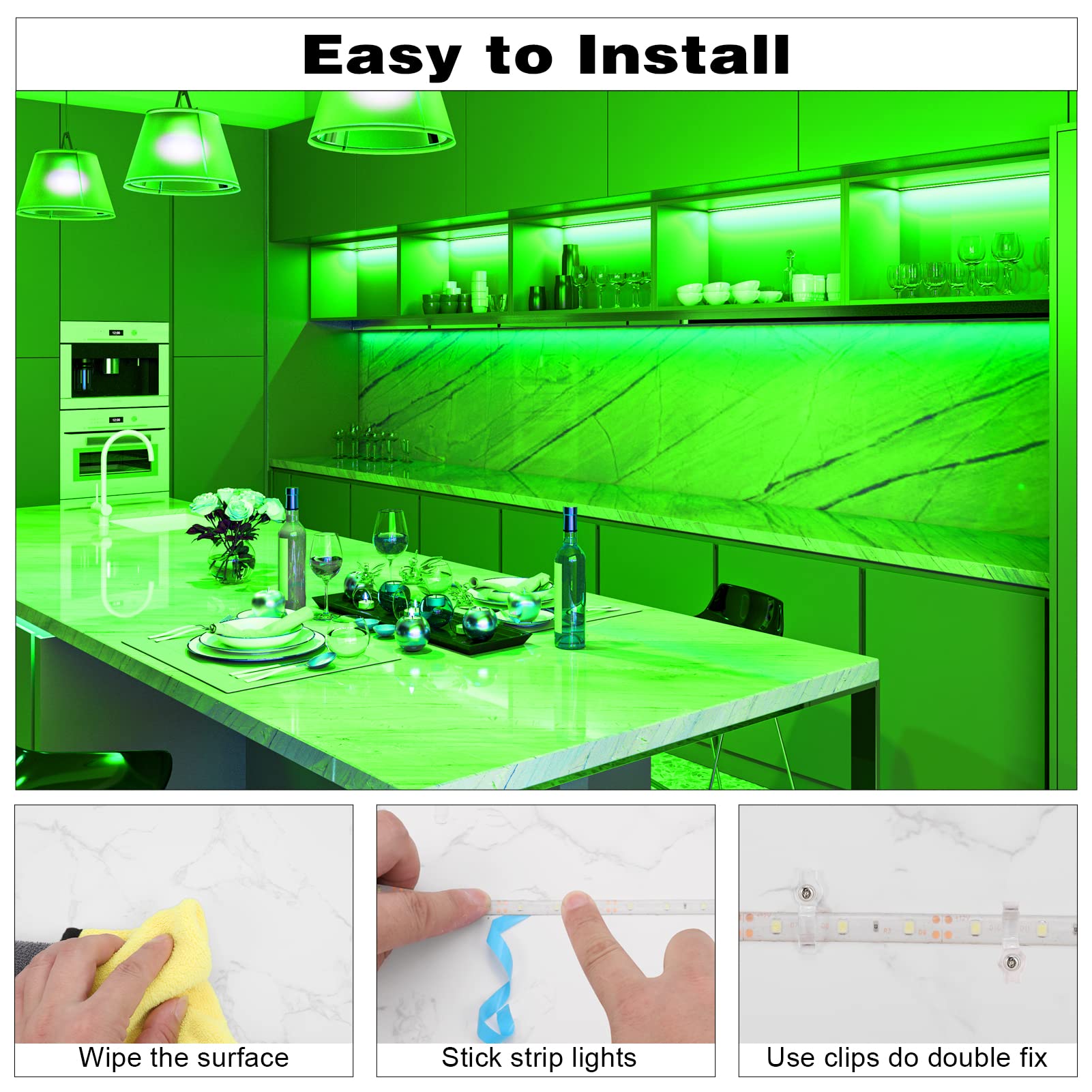 iNextStation 12V Green LED Strip Lights - 16.4ft/5M Flexible Waterproof 300 SMD2835 LED Rope Light - Cuttable LED Tape for Bedroom, Outdoor, Indoor Decor (Power Adapter Not Included) - Perfect for Home Lighting, Party Decor, Christmas Lights, and DIY Projects