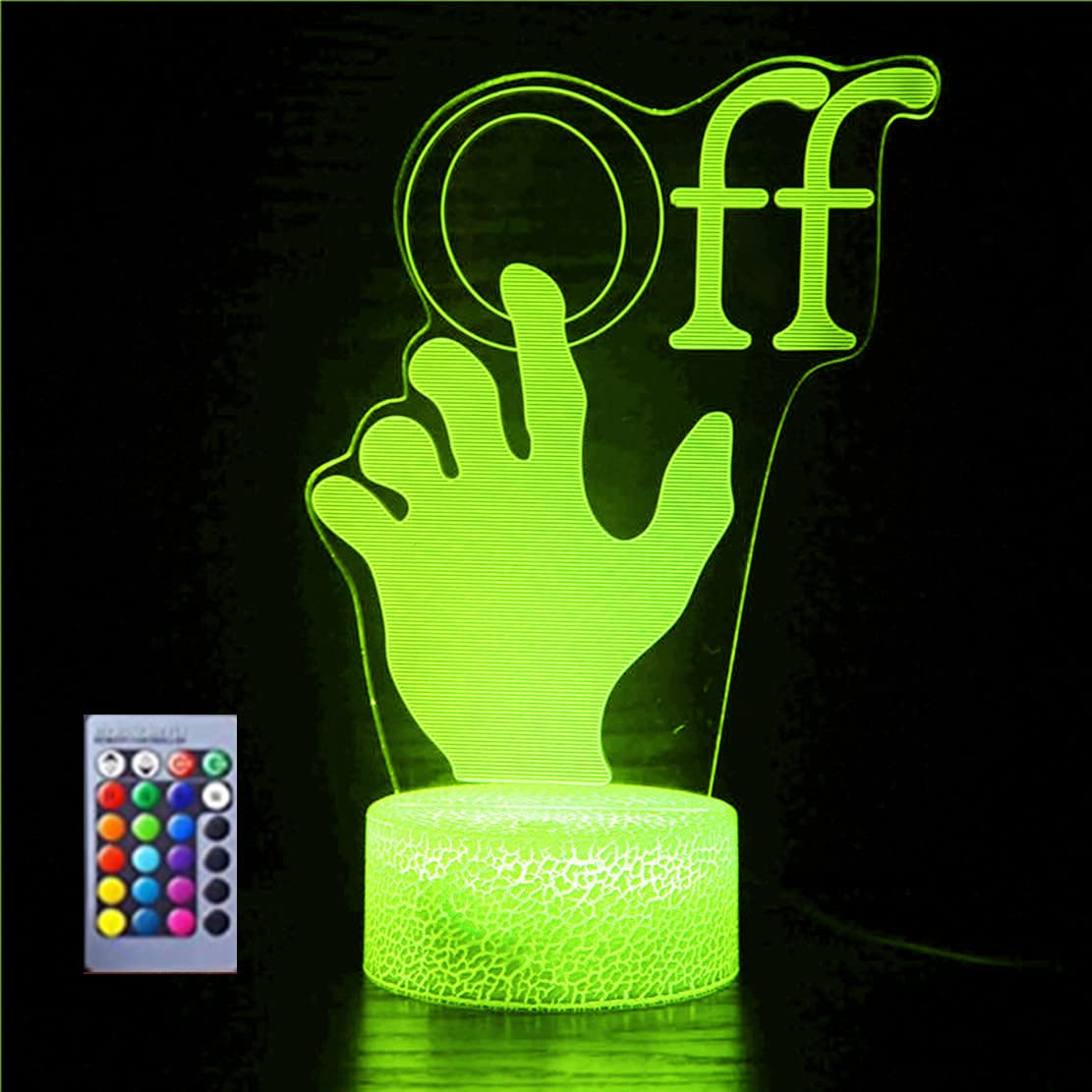 3D Hand Night Light Lamp - 16 Color Changing LED Illusion Night Light with Acrylic Base, USB Powered - Perfect for Bedroom Decor, Kids Room, Desk Decor & Gift Ideas