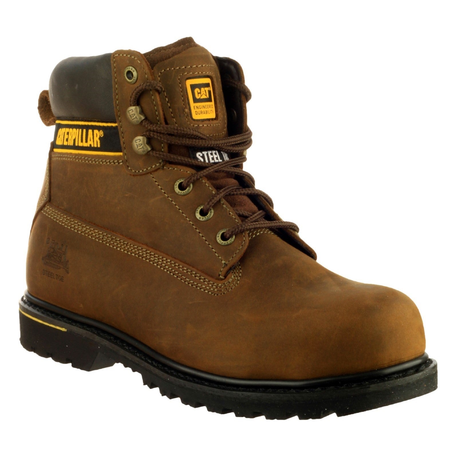 Caterpillar Holton S3 Steel Toe Work Boots for Men - OSHA Approved Safety Shoes for Construction & Industrial Use