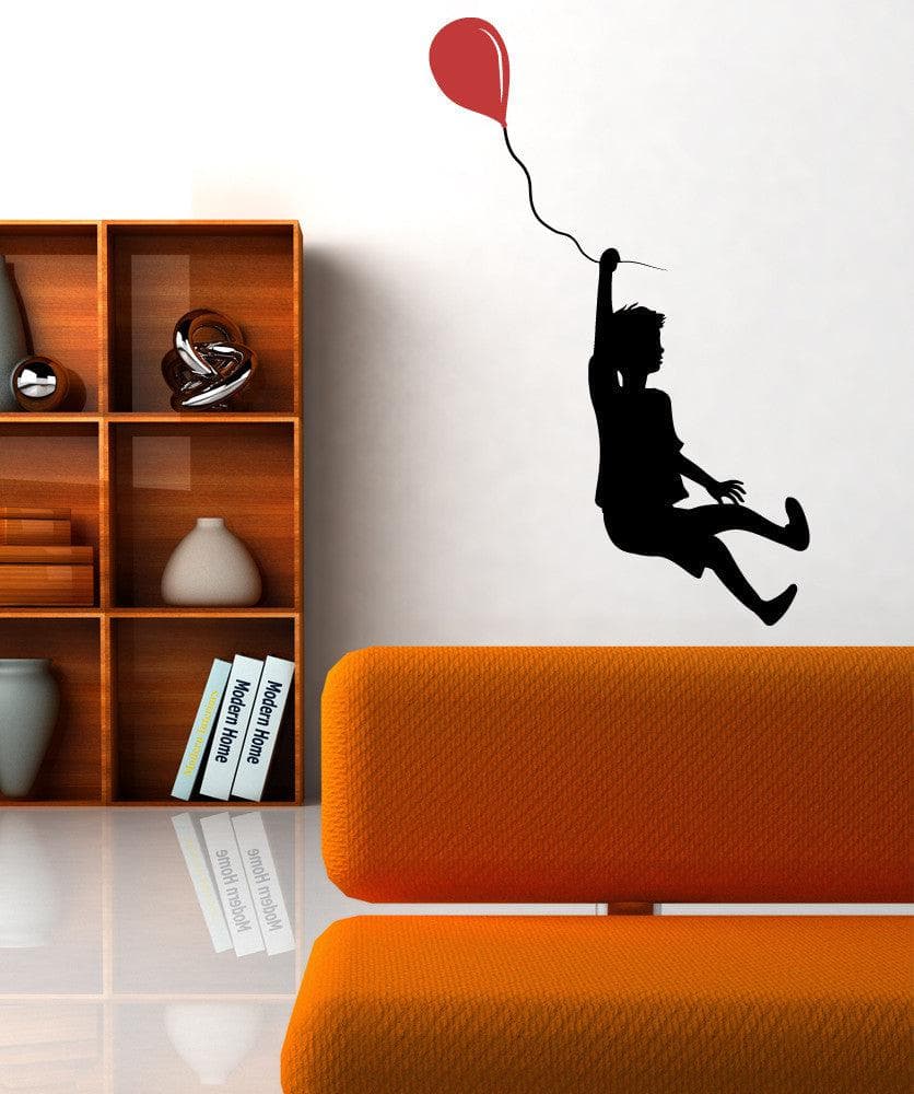 Vinyl Wall Decal Sticker - Playful Boy with Balloon Design #OS_MB347 - Perfect for Kids Room Decor & Nursery Wall Art