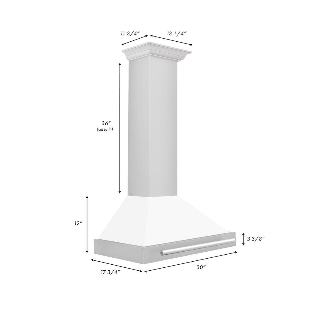 ZLINE KB4STX WM Convertible Stainless Steel Range Hood - White Matte Shell with Stainless Steel Handle | Professional Kitchen Ventilation for Home Cooking & Baking