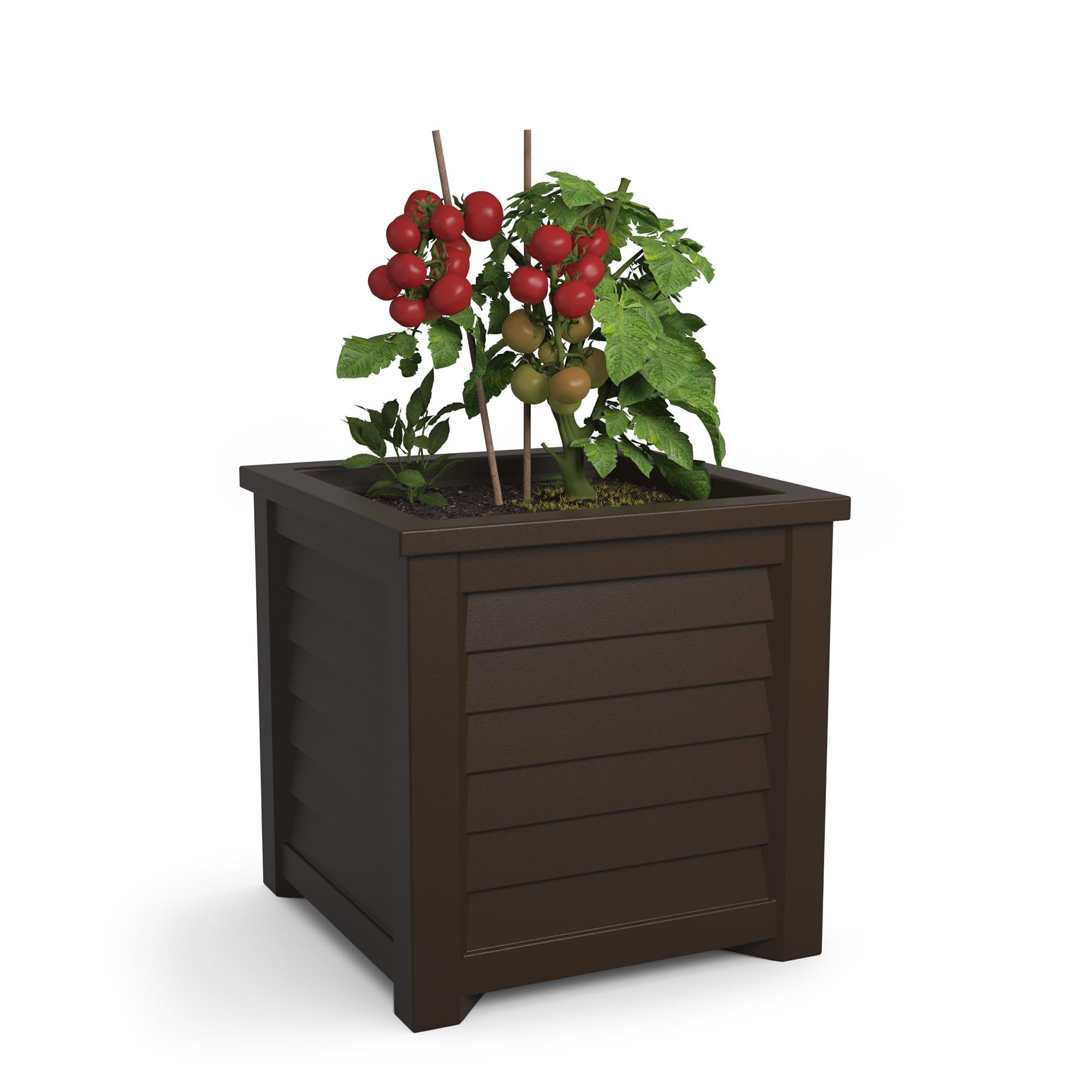Mayne 5867-ES Lakeland 20x20 Square Planter for Patio - Espresso Brown Outdoor Garden Container - Perfect for Flowers, Herbs & Small Plants on Decks, Balconies & Backyards