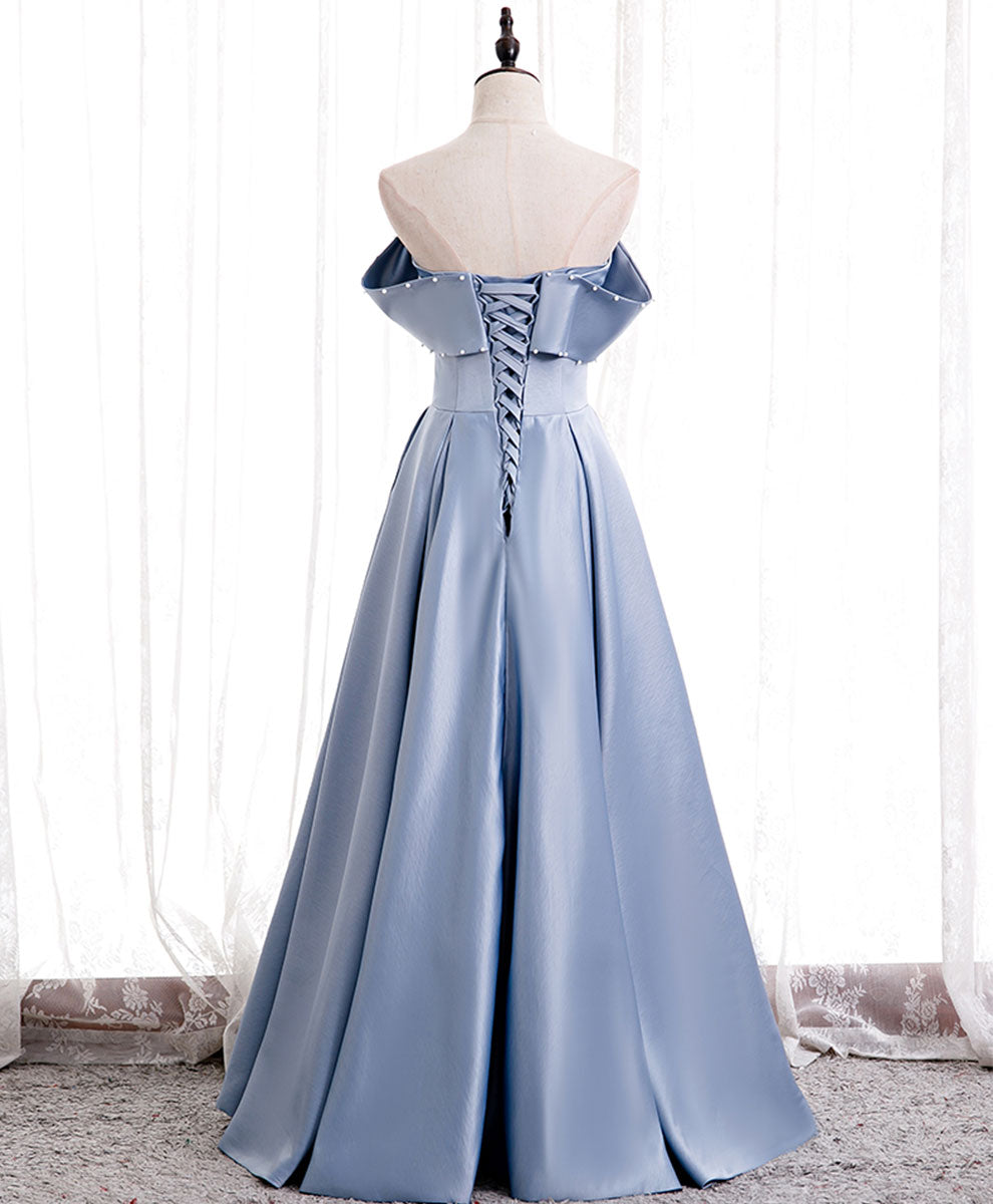 Elegant Royal Blue Off Shoulder Satin Long Prom Dress for Women - Formal Evening Gown for Bridesmaids, Homecoming, and Special Occasions