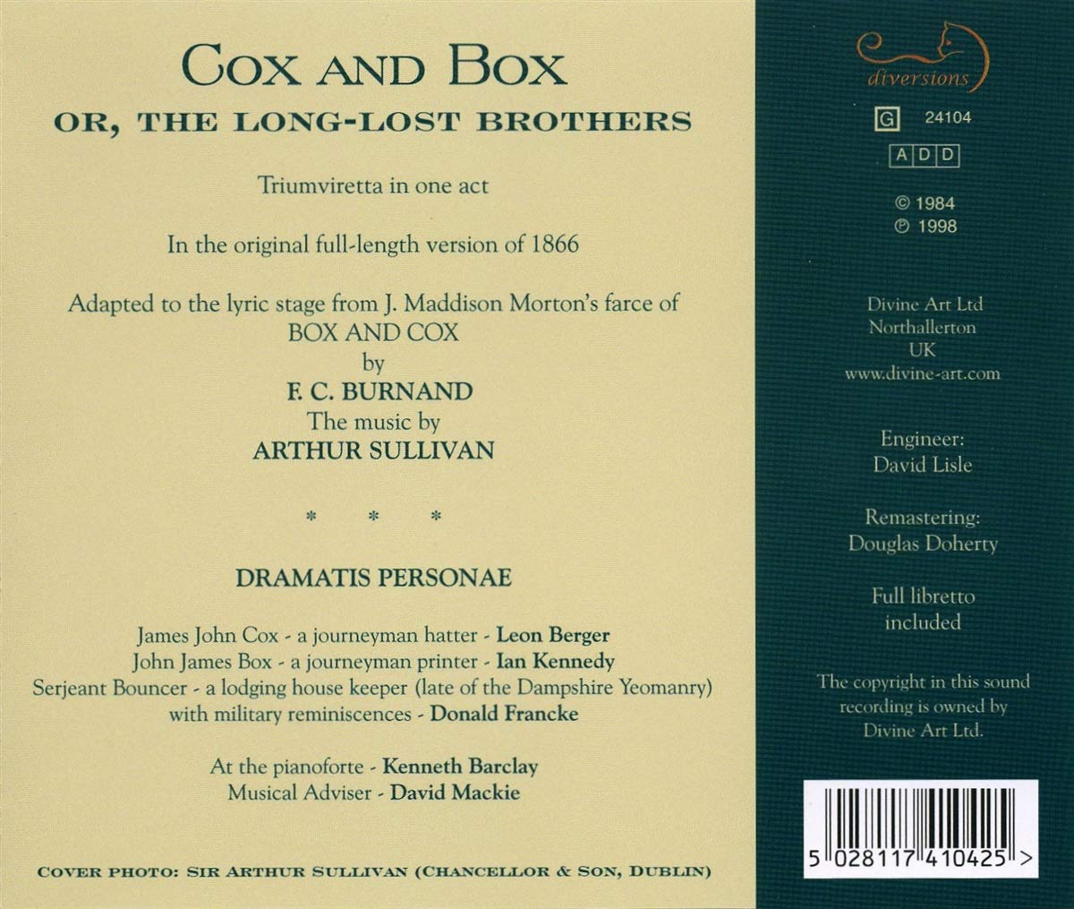 Cox & Box or the Long-Lost Brothers - Victorian Comic Opera Play Script | Perfect for Theater Performances, Drama Classes & Literature Studies