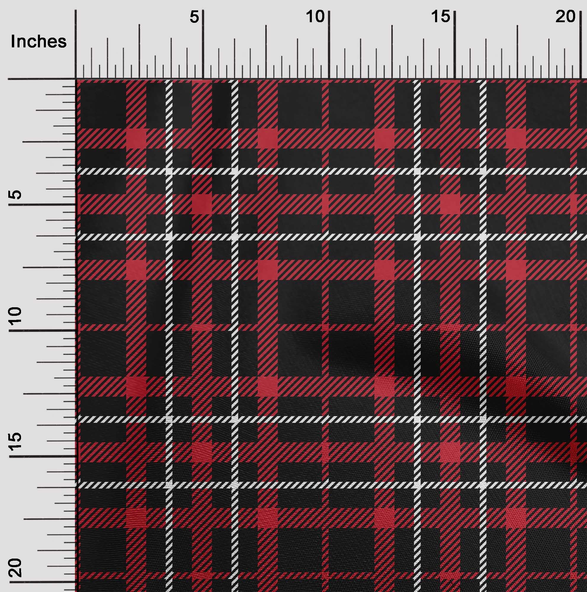 oneOone Viscose Chiffon Red Tartan Fabric - 42 Inch Wide Printed Sewing Material by The Yard for DIY Clothing, Dresses & Home Decor Projects