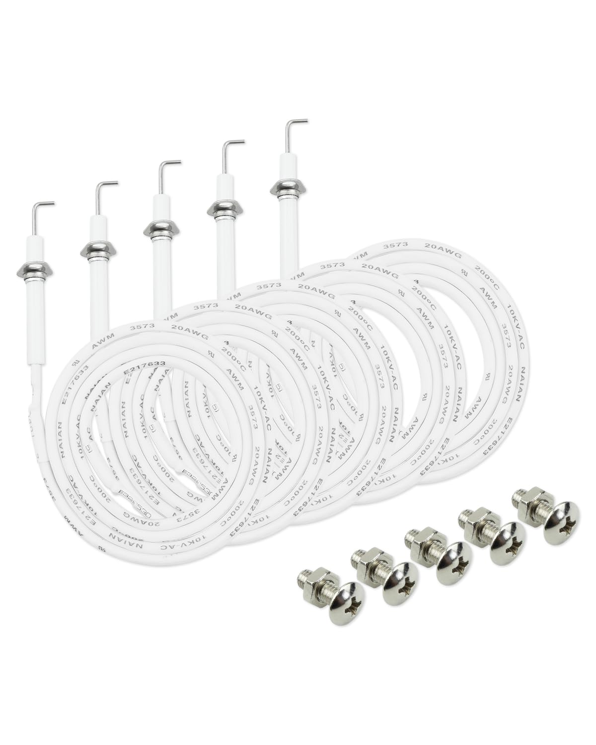ULXIOM 5-Piece Grill Ignitor Wire Kit & Ceramic Electrode Replacement - Compatible with Vermont Castings, Jenn Air, Backyard Grill, Dyna-Glo, Chargriller, Perfect Flame, Uniflame - Perfect for Gas Grill Repair & Maintenance
