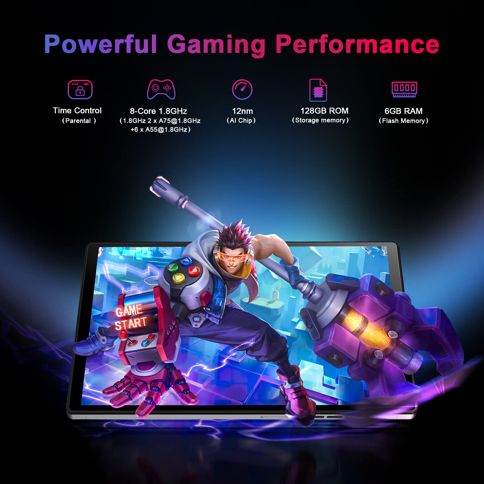 Kinstone 10 Inch Android Tablet - 6GB RAM, 128GB Storage, Android 11 OS, 7500mAh Battery, 4G LTE Connectivity, FHD 1920x1200 IPS Display, 13MP Camera - Perfect for Work, Study & Entertainment
