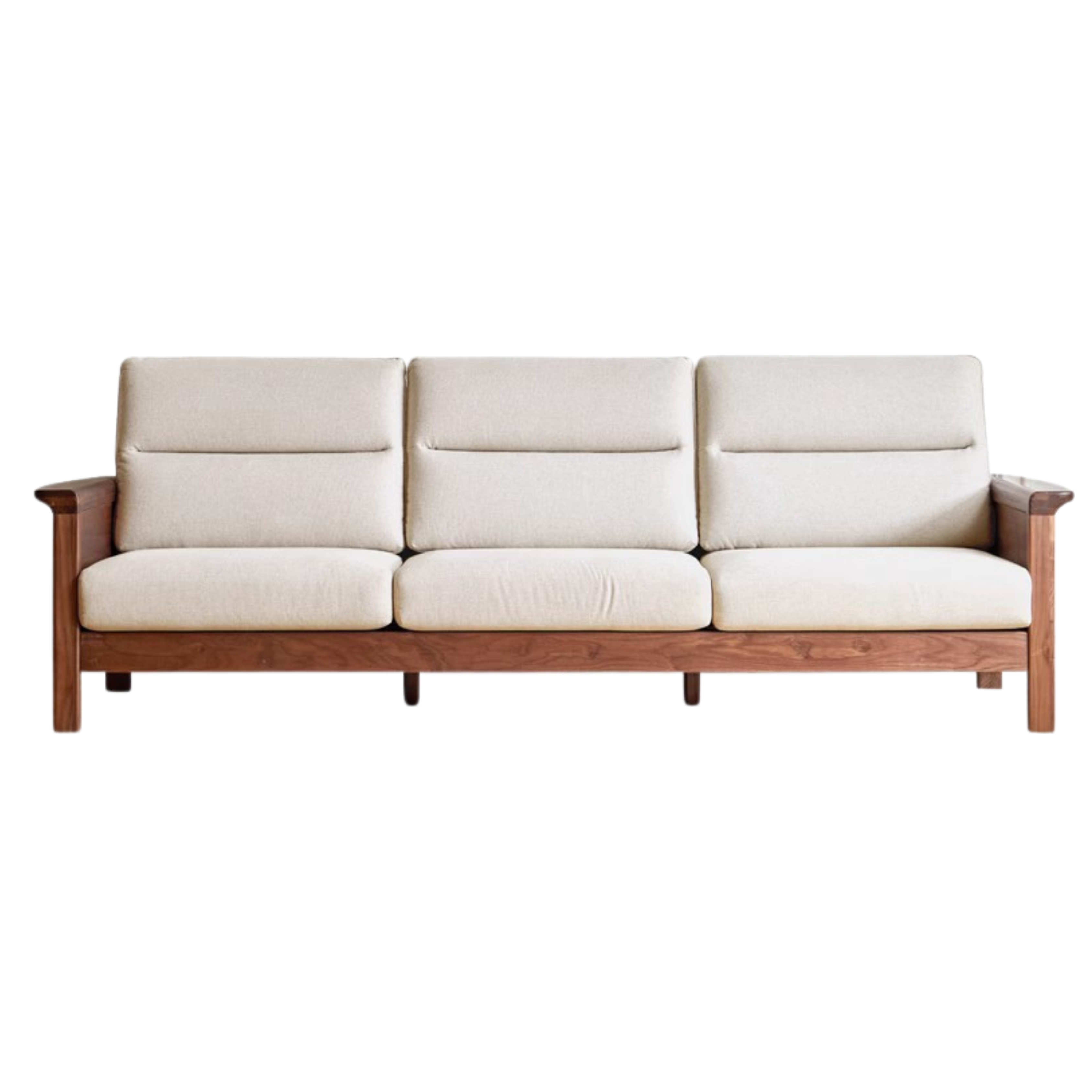 Premium Black Walnut Solid Wood Upholstered Fabric Sofa - Modern Living Room Furniture for Home & Office Comfort