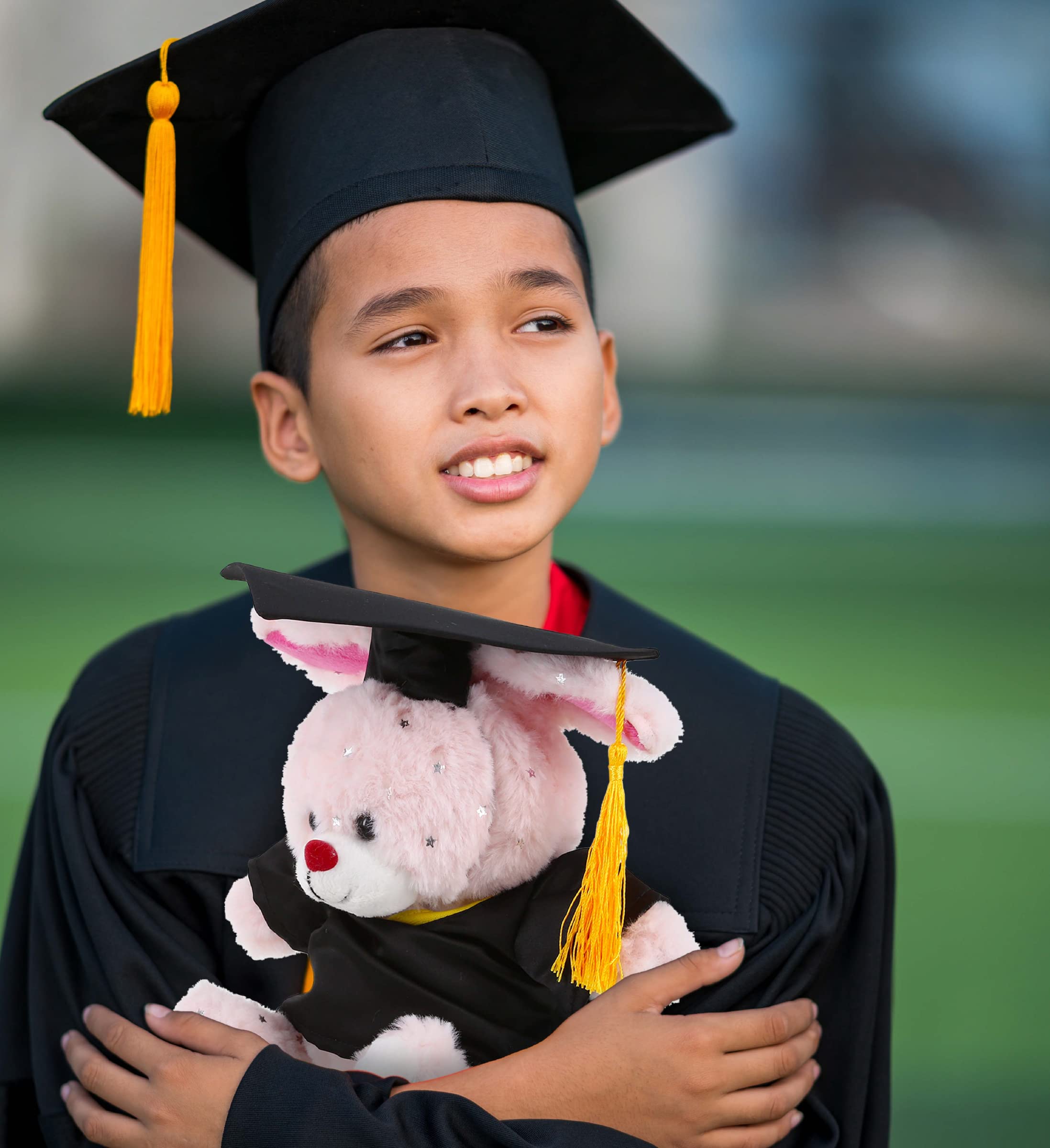 Rose Gold Bunny Graduation Plush Toy - 8 Inch Super Soft Stuffed Animal with Gown & Cap - Personalized Graduation Gift for Kids & Students - Perfect for Graduation Parties, School Celebrations & Gift Giving