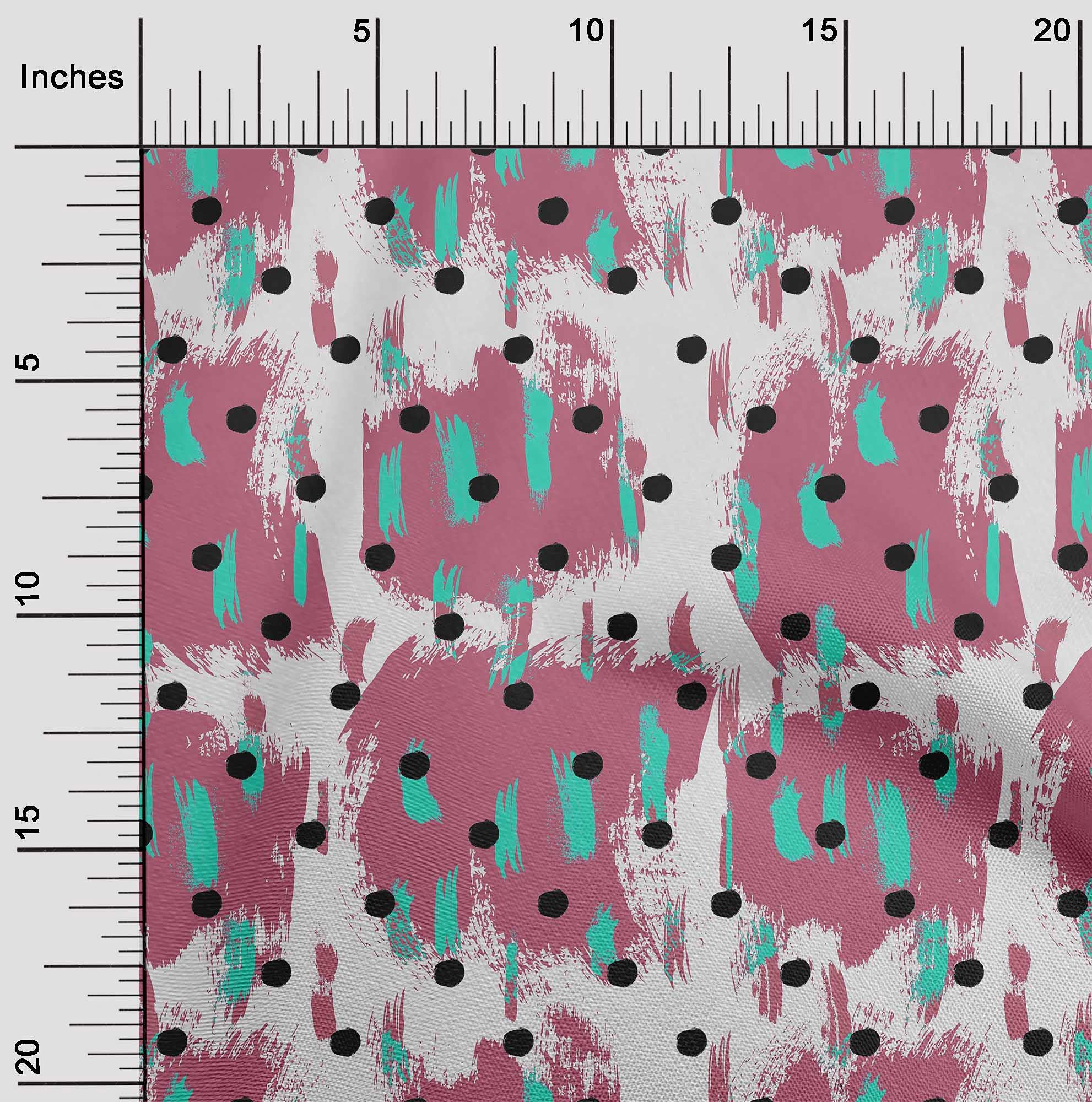Velvet Pink Polka Dot Fabric by The Yard - 58 Inch Wide Printed Sewing Material for DIY Clothing, Dresses & Home Decor Projects