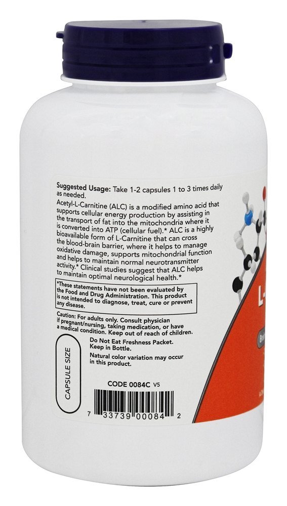 NOW Foods Acetyl L-Carnitine 500mg, 200 Vegetarian Capsules (Pack of 3) - Supports Energy, Brain Function & Weight Management - Perfect for Athletes, Fitness Enthusiasts & Cognitive Health
