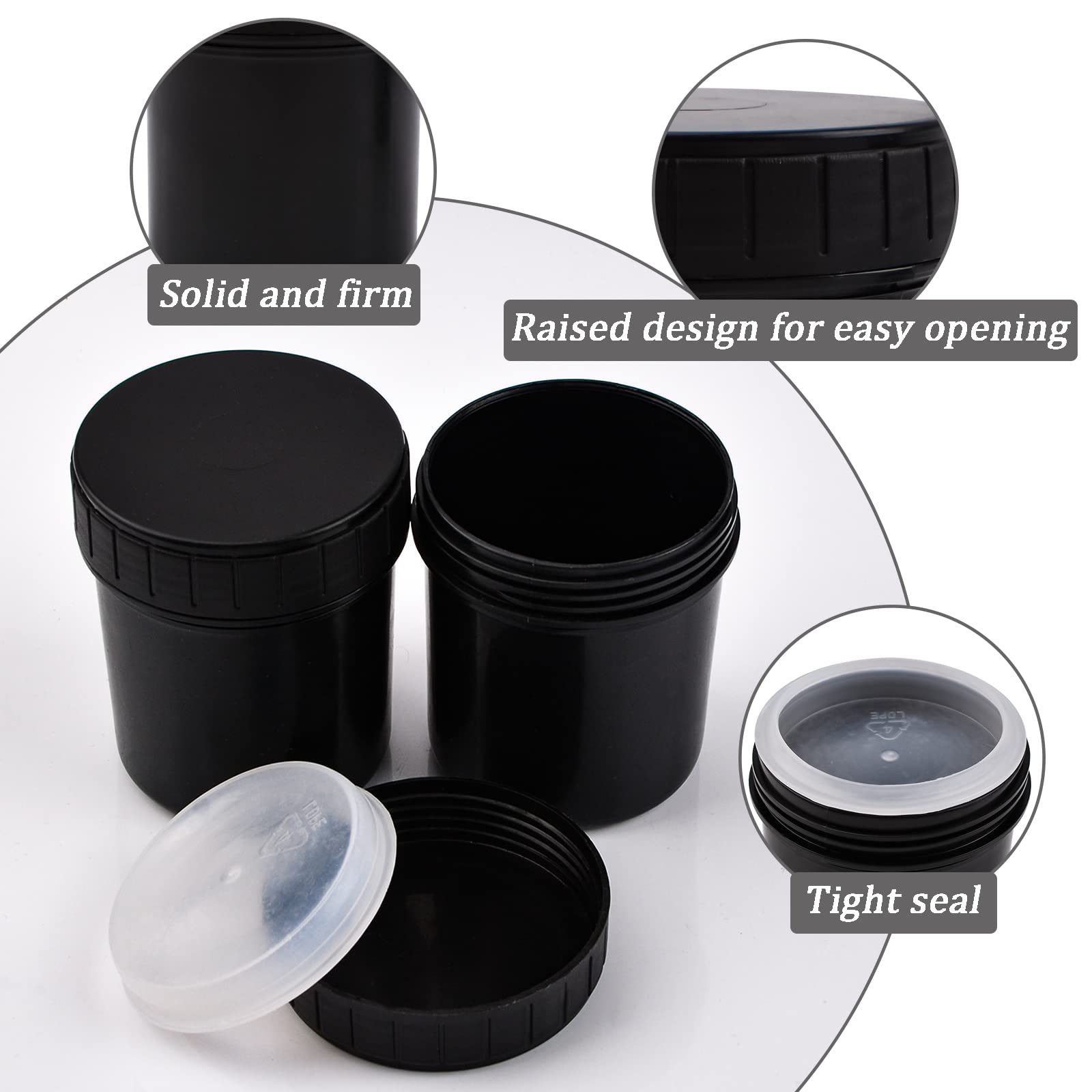 6PCS 150ML Black Empty Plastic Paint Cans with Lids - WANDIC Paint Storage Containers for Chemicals, Inks, Food & Flavors - Ideal for DIY Projects, Art Studios & Home Organization