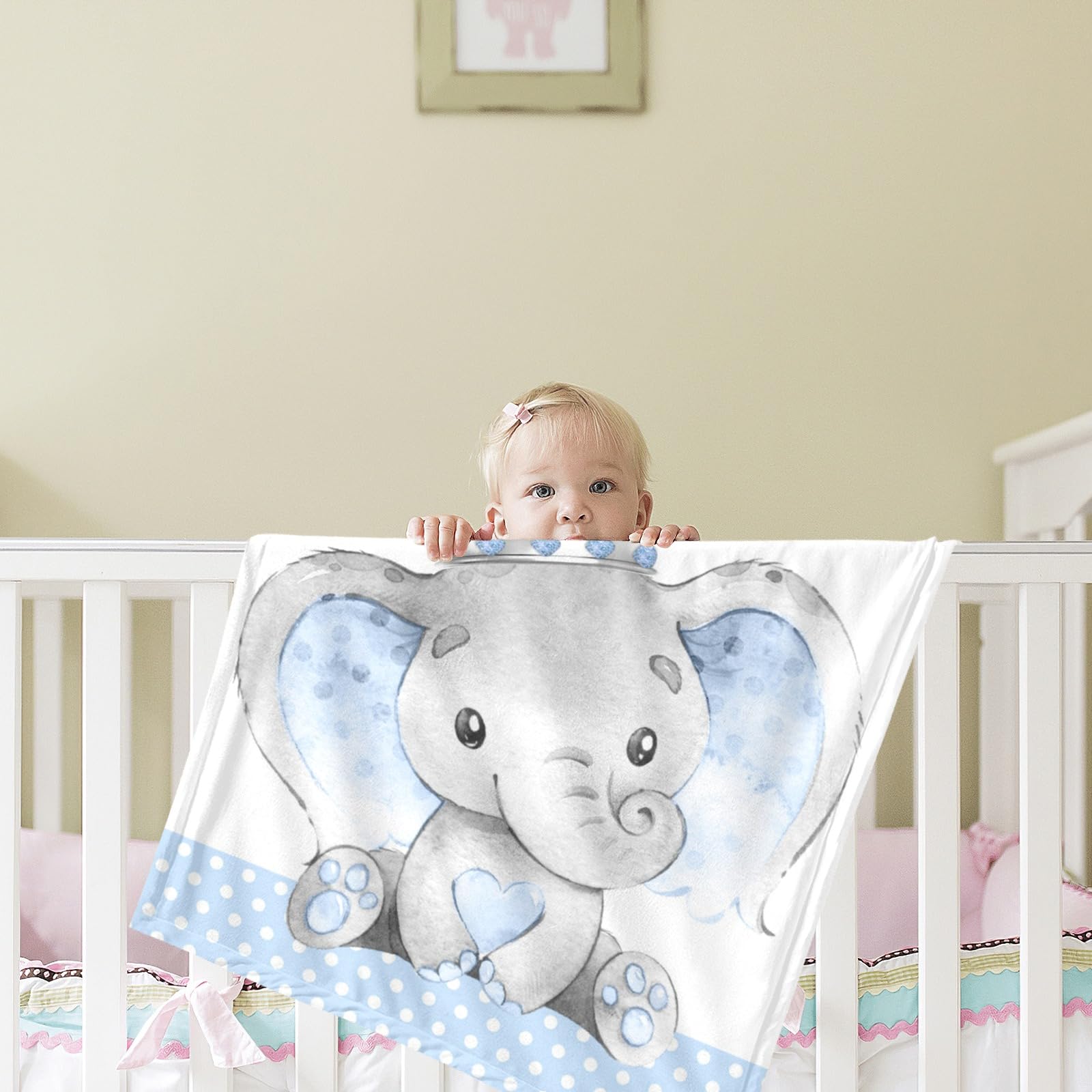 Personalized Baby Blanket with Name - Custom Elephant Design Super Soft Blanket for Newborn Boys & Girls - Perfect Baby Shower Gift, Nursery Decor & Cozy Swaddle Blanket for Infants