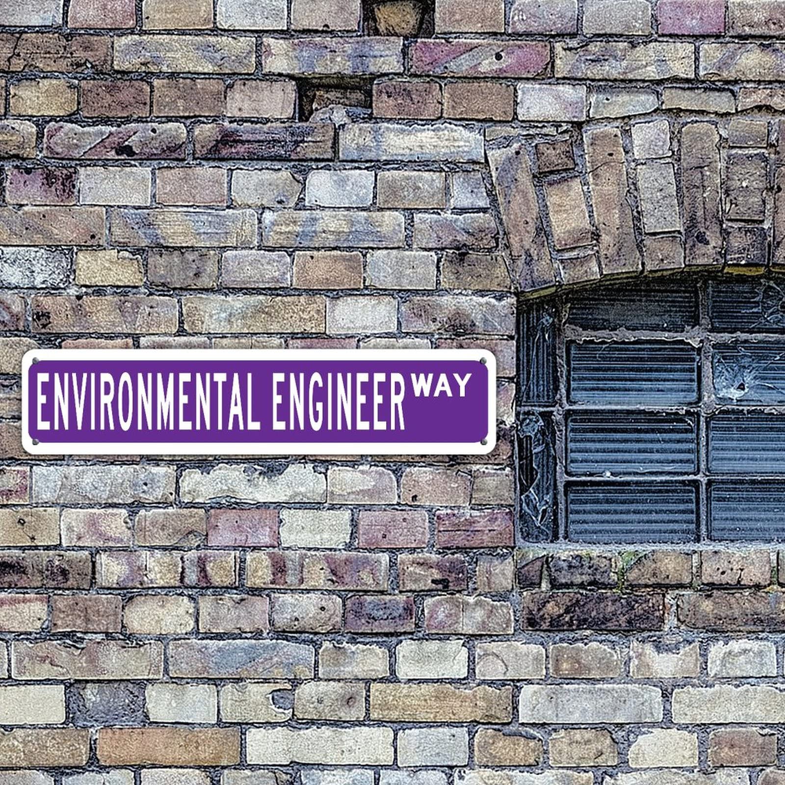 Custom Rustic Purple Metal Wall Sign - Durable 4x18 Inch Weather-Resistant Office Decor for Garage, Restaurant & Indoor/Outdoor Use | Environmental Engineer Career Gift & Street Style Home Decoration