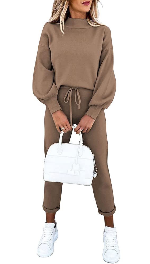 ETCYY Women's 2 Piece Lounge Set - Soft Long Sleeve Sweatshirt & Comfortable Sweatpants Outfit for Home, Yoga, and Relaxation