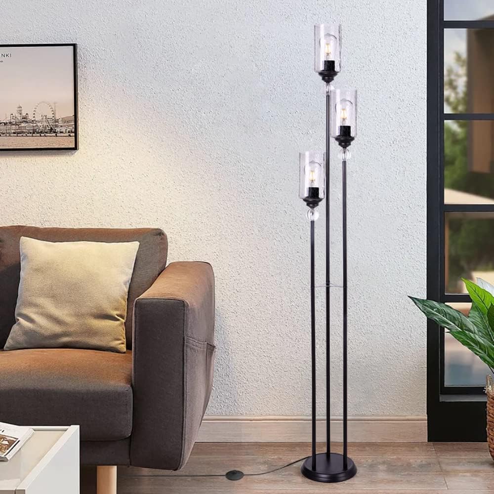TOCHIC 3-Light Modern Floor Lamp with Glass Shade - 67