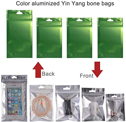 100PCS Green Metallic Matte Plastic Food Storage Bags - 3.5x6 Inch Aluminum Foil Zipper Bags for Snacks, Coffee, Tea & Dry Goods | Airtight & Moisture Proof Packaging Solution for Home & Commercial Use