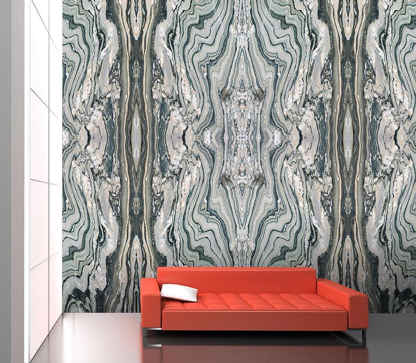 Blue Grey Alabaster Mural Wallpaper M8927 - Peel and Stick Removable Wallpaper for Lobby, Office, or Home Decor - Perfect for Accent Walls and Modern Interior Design