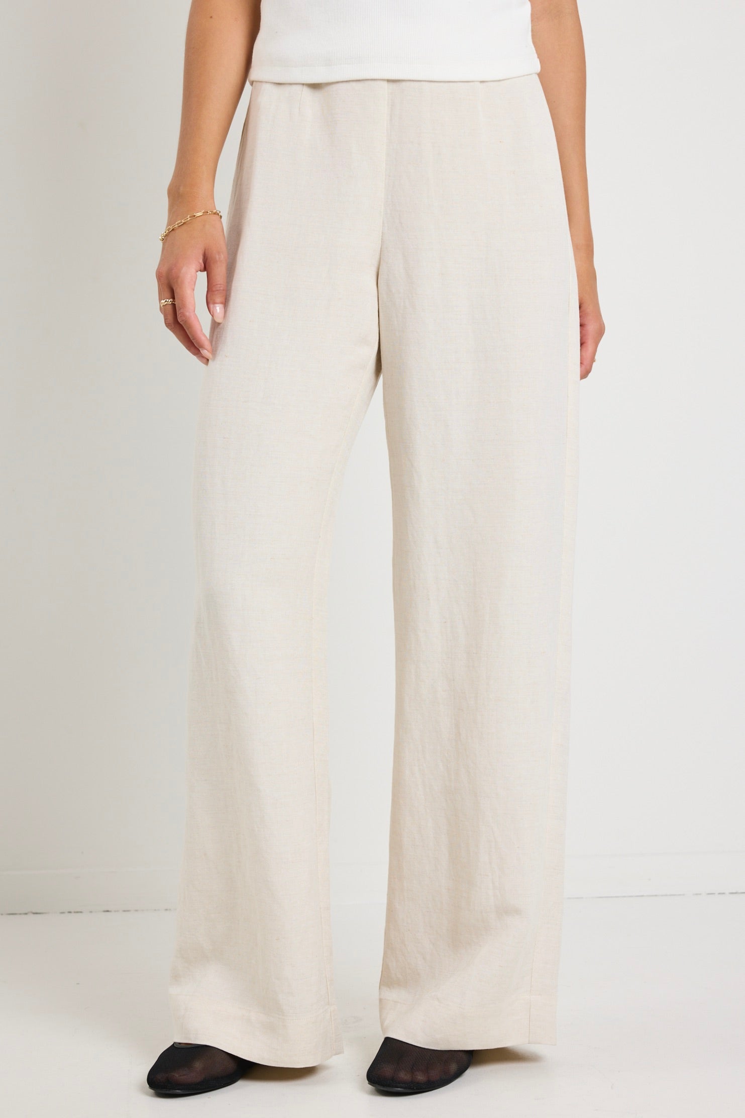 Boulevard Natural Linen Viscose Wide Leg Pants - Women's Comfortable High Waisted Loose Fit Trousers for Casual Wear, Office & Summer Outfits