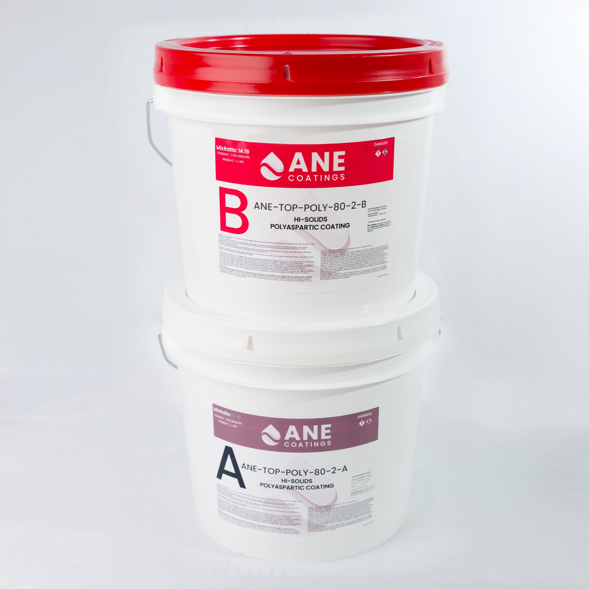 ANE TOP POLY 80 2-Part Polyaspartic Coating Kit - High Gloss, Fast Cure Floor Coating for Garages, Basements & Industrial Floors - DIY & Professional Use