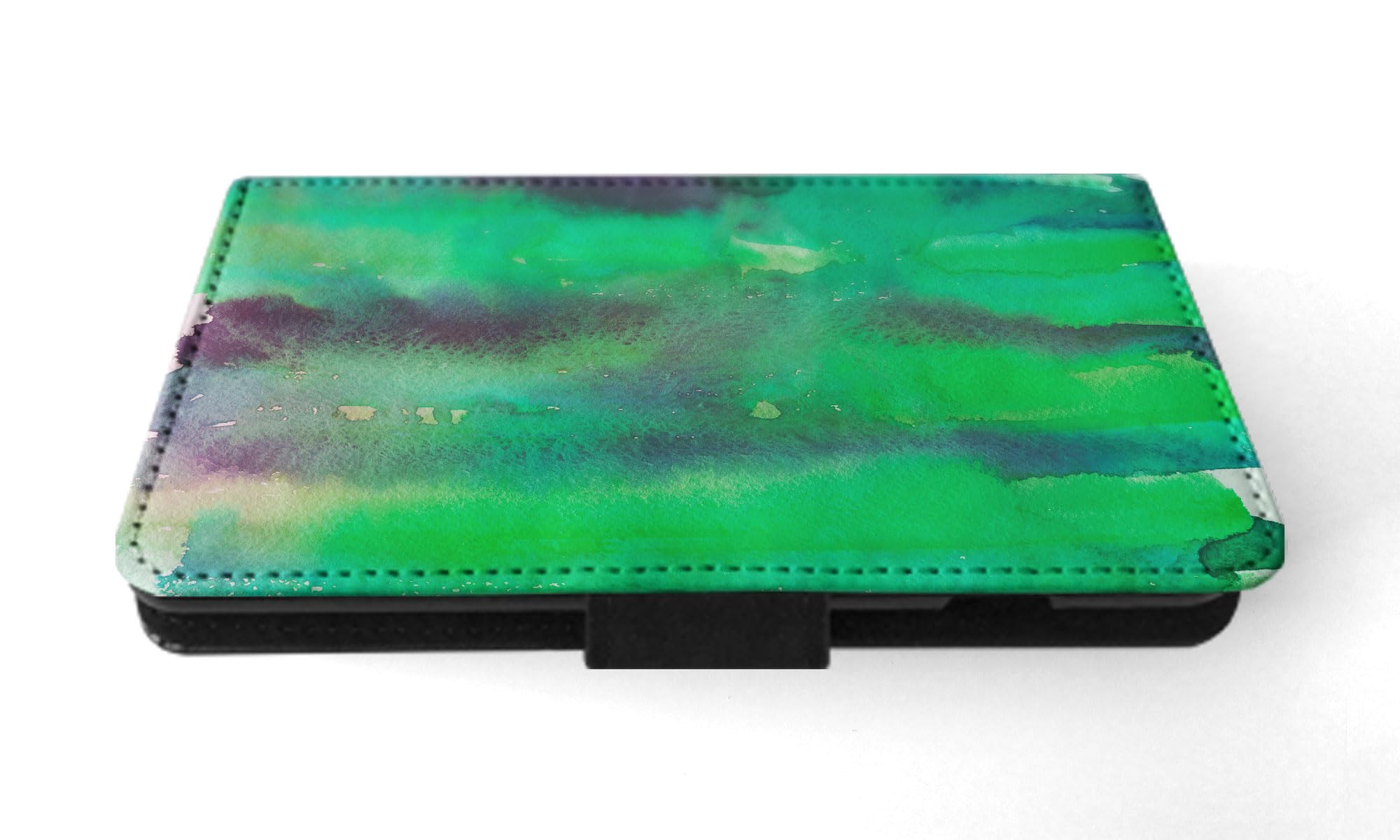 Green Watercolor 43 FLIP Wallet Phone Case for Apple iPhone 15 - Slim Protective Cover with Card Holder & Stand - Perfect for Everyday Use, Travel & Hands-Free Viewing