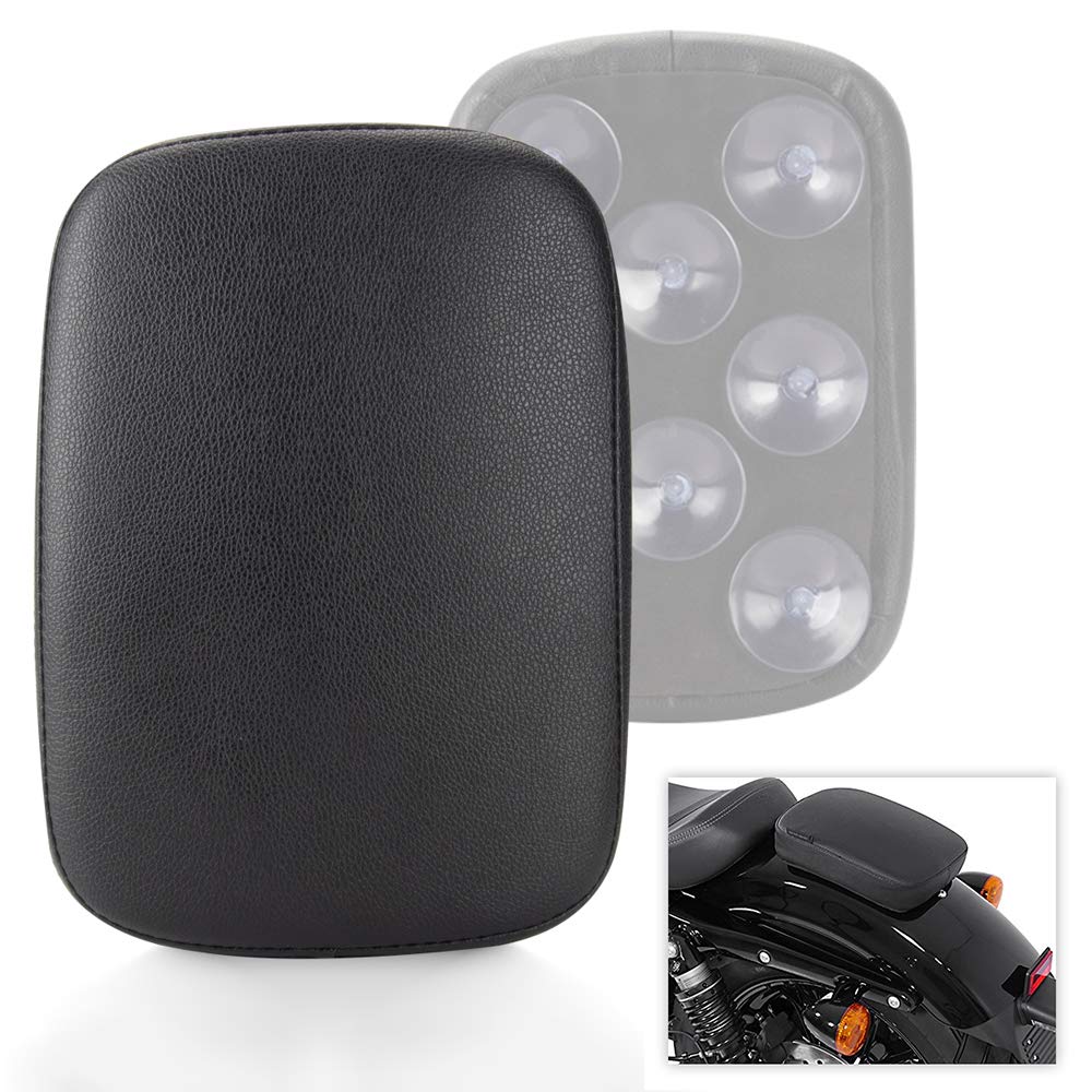 Harley Davidson Motorcycle Solo Rear Seat Pillion Pad with 8 Suction Cups - Compatible with Dyna, Sportster, Softail, Touring, XL883, 1200, 48 Models - Perfect for Passenger Comfort on Long Rides & Urban Commuting