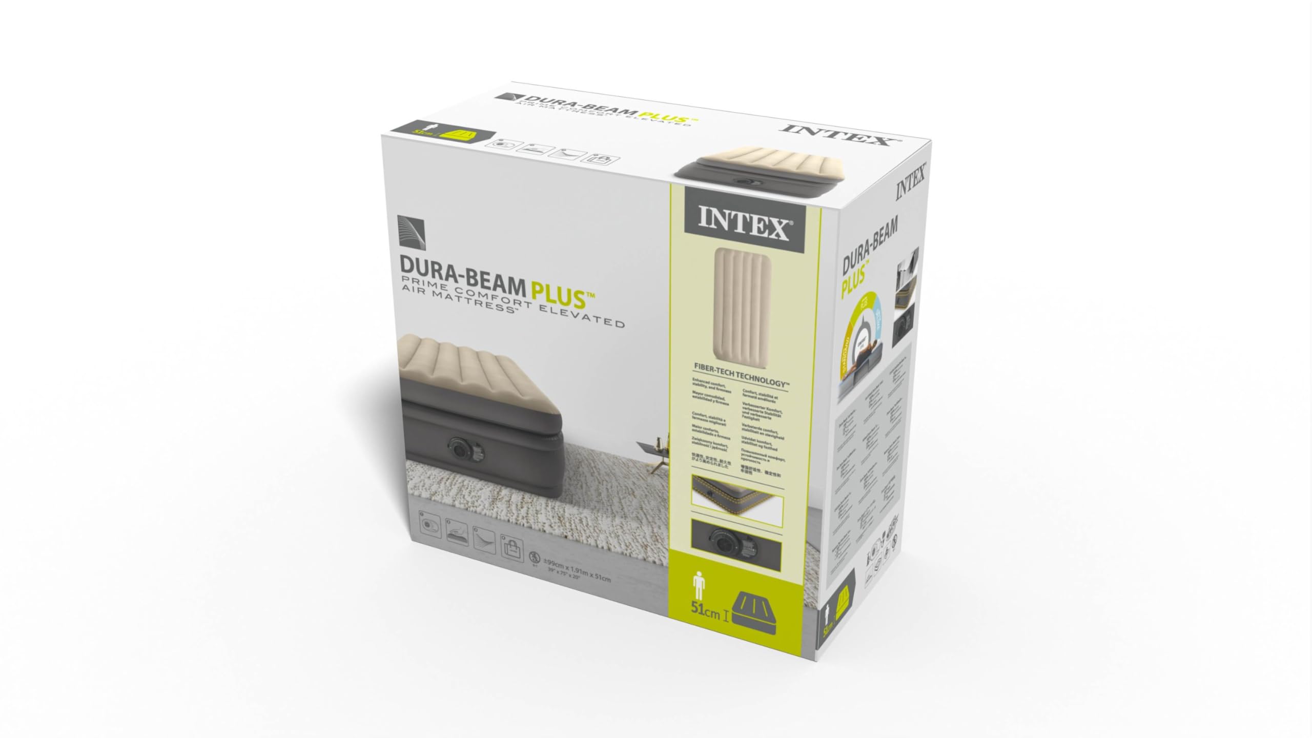 **Intex 64162 Single Airbed Mattress with Dura Beam Prime & Fiber Tech Technology, Built-in Electric Pump, 99 x 191 x 51 cm – Perfect for Camping, Guest Beds & Home Comfort**