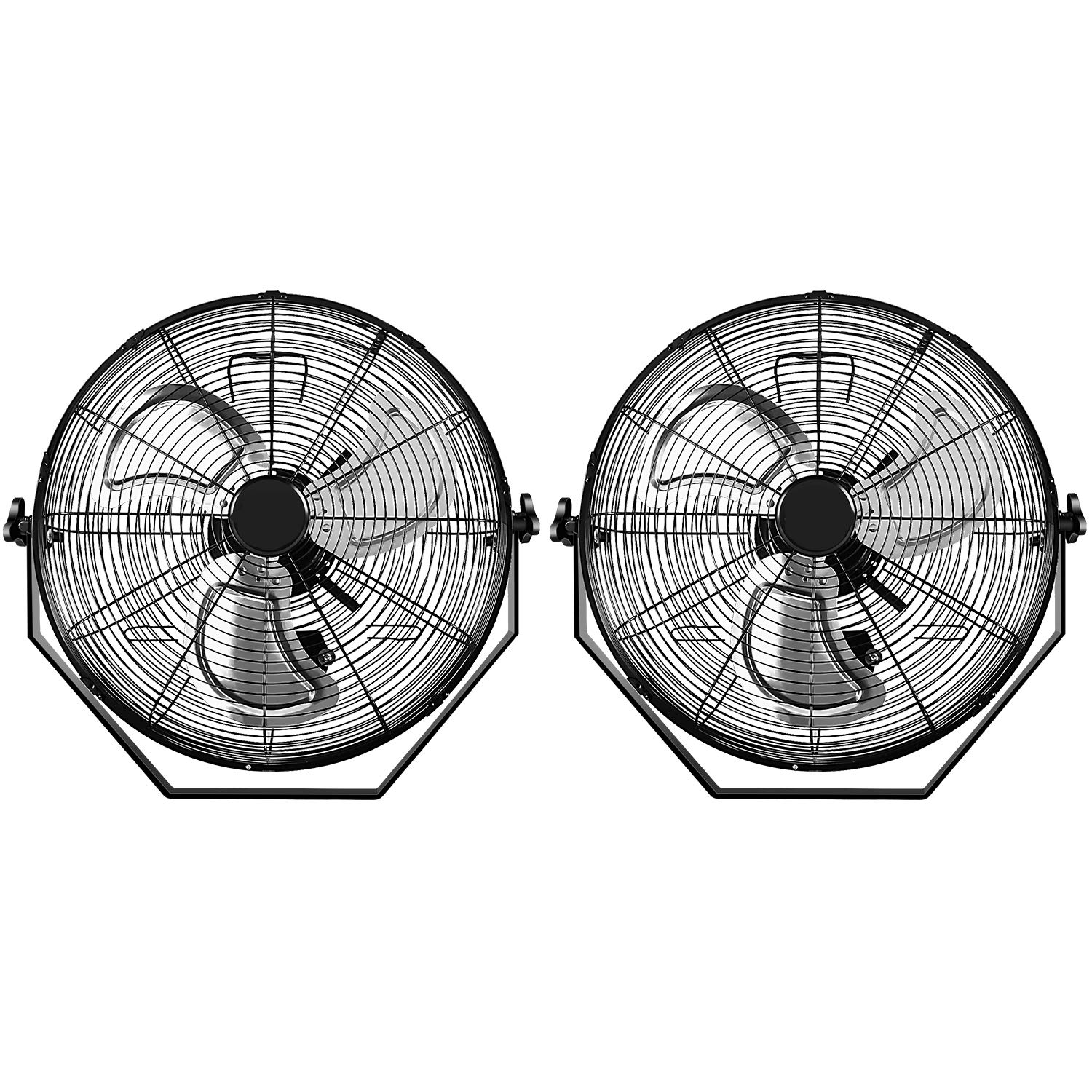 iPower 18 Inch Industrial Wall Mount Fan - 3 Speed High Velocity Metal Fan for Warehouse, Greenhouse, Workshop, Patio, Factory & Basement Ventilation - Heavy Duty Commercial Fan for Cooling & Air Circulation - 2 Pack Black