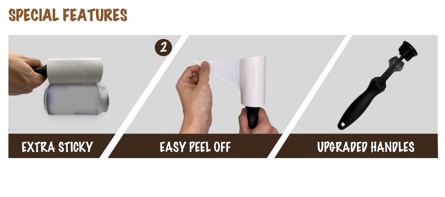 Pet Hair Lint Roller - Sticky Fur Remover for Clothes, Dog & Cat Hair - 360 Sheets Reusable - Perfect for Home, Office & Travel