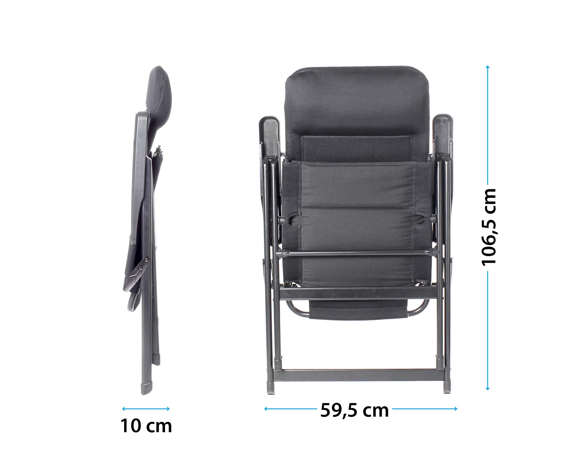 BRUNNER FRA601277 Aravel Camping Chaise Lounge Chair - Black, Portable Outdoor Folding Chair for Camping, Beach, Picnic, Backyard & Patio Relaxation