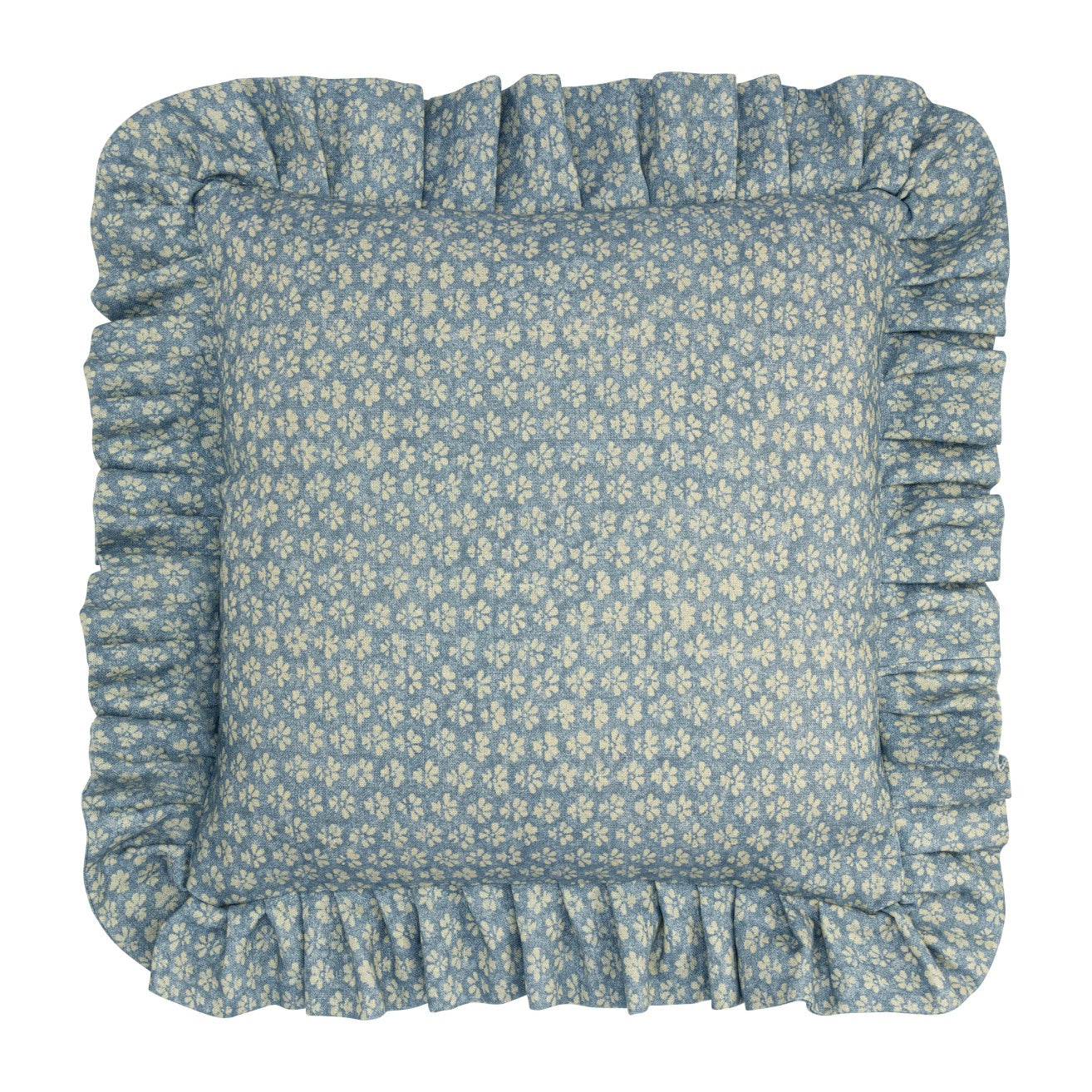 Sakura Soft Sky Blue Linen Frilled Cushion Cover 45x45cm - Decorative Throw Pillow for Sofa, Bed, Nursery & Home Decor