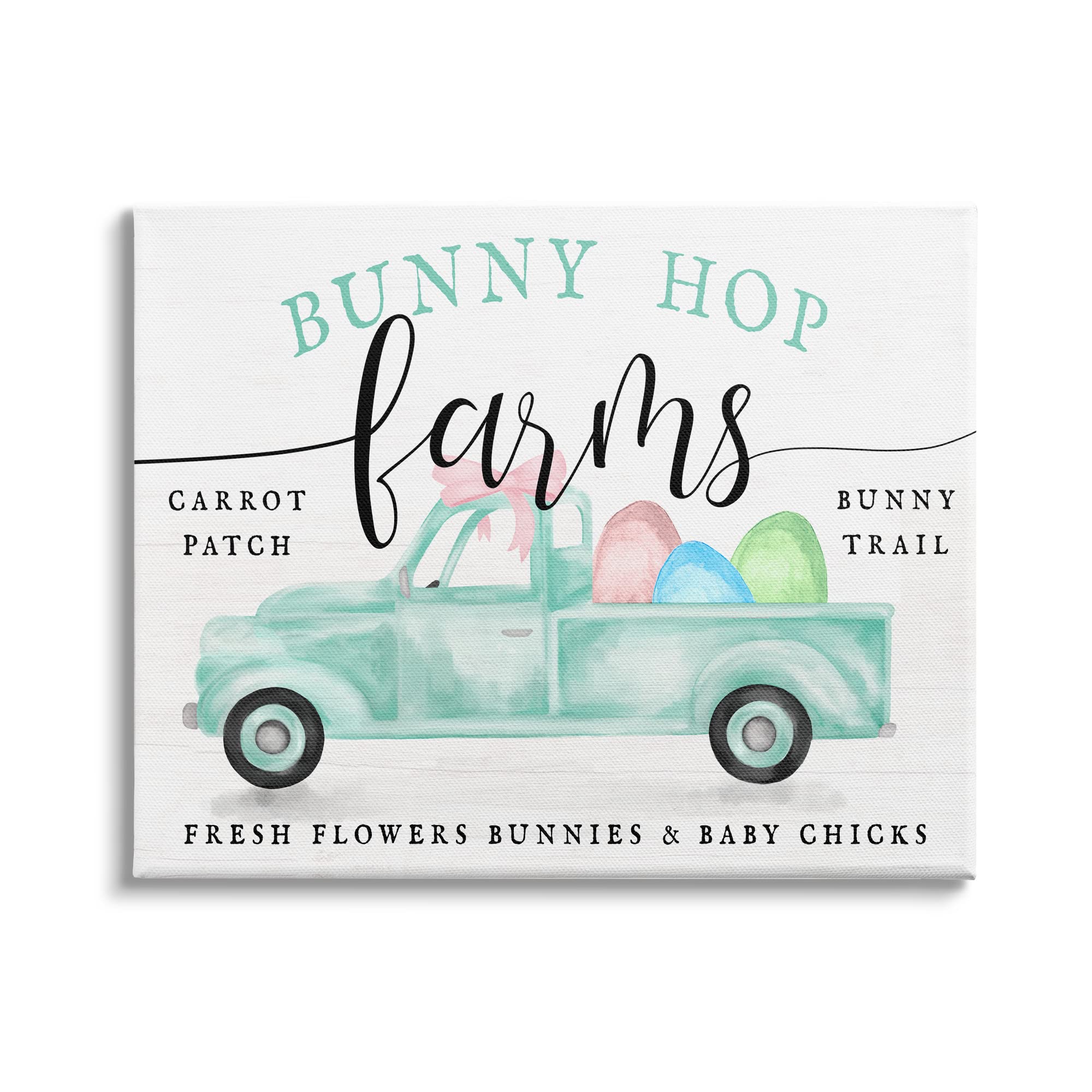 Stupell Industries Bunny Hop Farms Easter Decor - Green Truck with Eggs Canvas Wall Art 40x30 by Daphne Polselli - Perfect for Easter Home Decor, Spring Farmhouse Style & Nursery Wall Decor