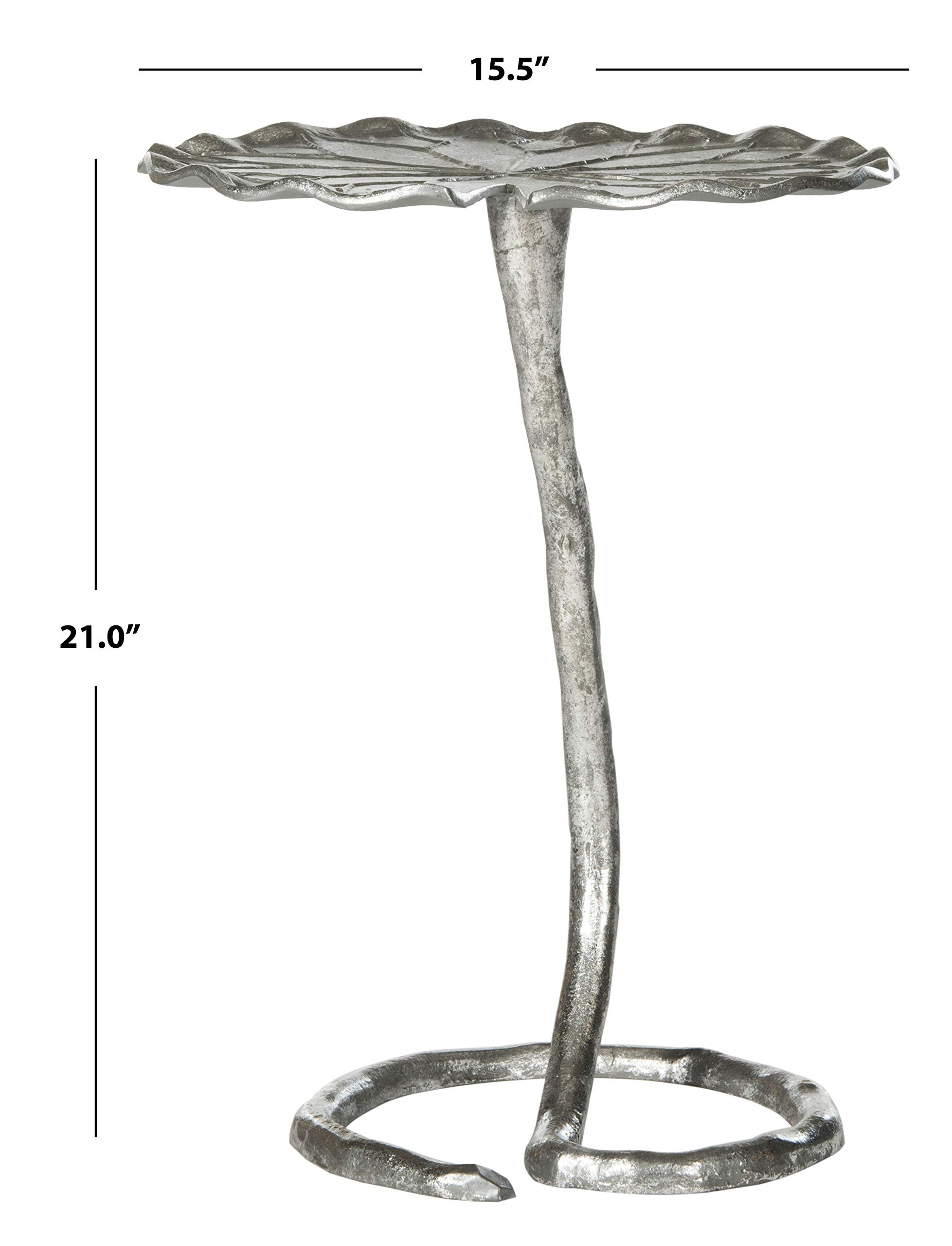 Safavieh Justina Silver Foil Accent Table - Modern Side Table for Living Room, Bedroom & Office Decor
