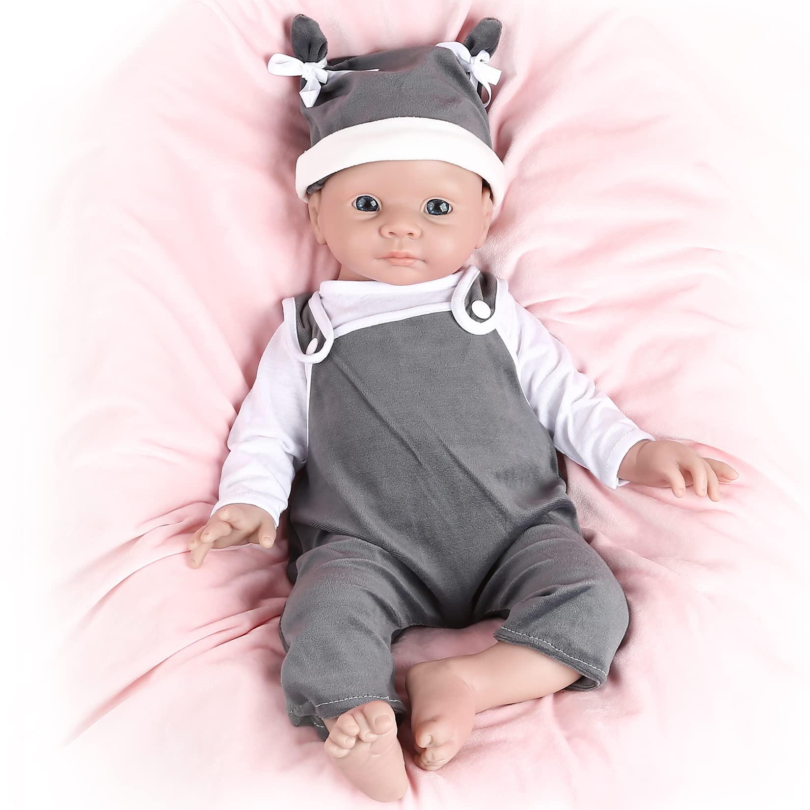 IVITA 19 Inch Realistic Silicone Reborn Baby Doll Boy - Ultra Soft Full Body Newborn Doll (Non-Vinyl Material) - Perfect for Nursery Decor, Gift Giving, and Therapeutic Play