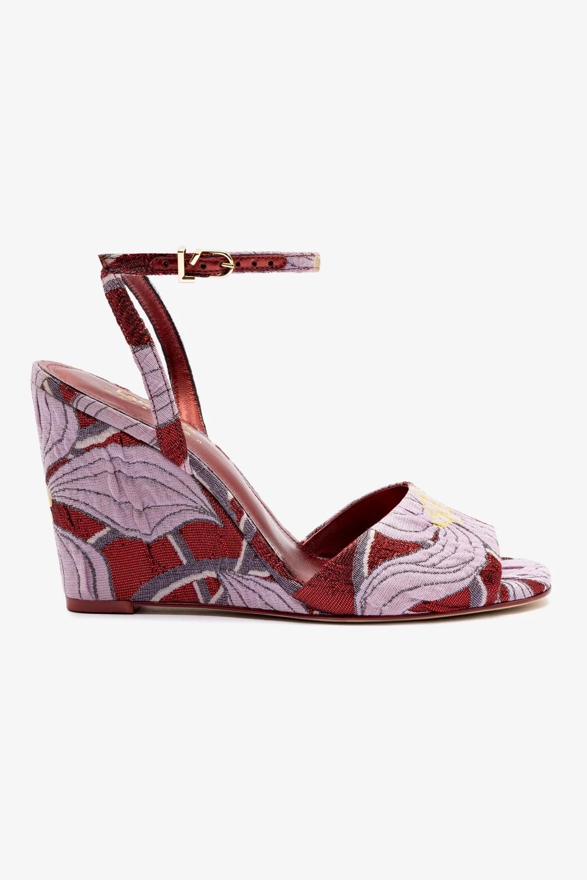 Larroudé x Markarian Red Floral Dutel Wedge Sandals - Women's Fashion Shoes for Summer Outfits & Beach Vacations