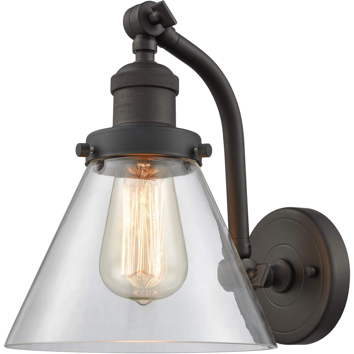 Vintage Dimmable LED Wall Sconce Light Fixture - Oil Rubbed Bronze Finish, 1-Light - Perfect for Bedroom, Hallway & Porch Lighting